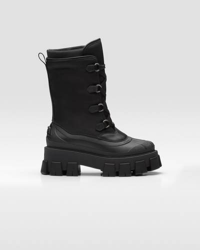 Prada Monolith leather and nylon boots outlook