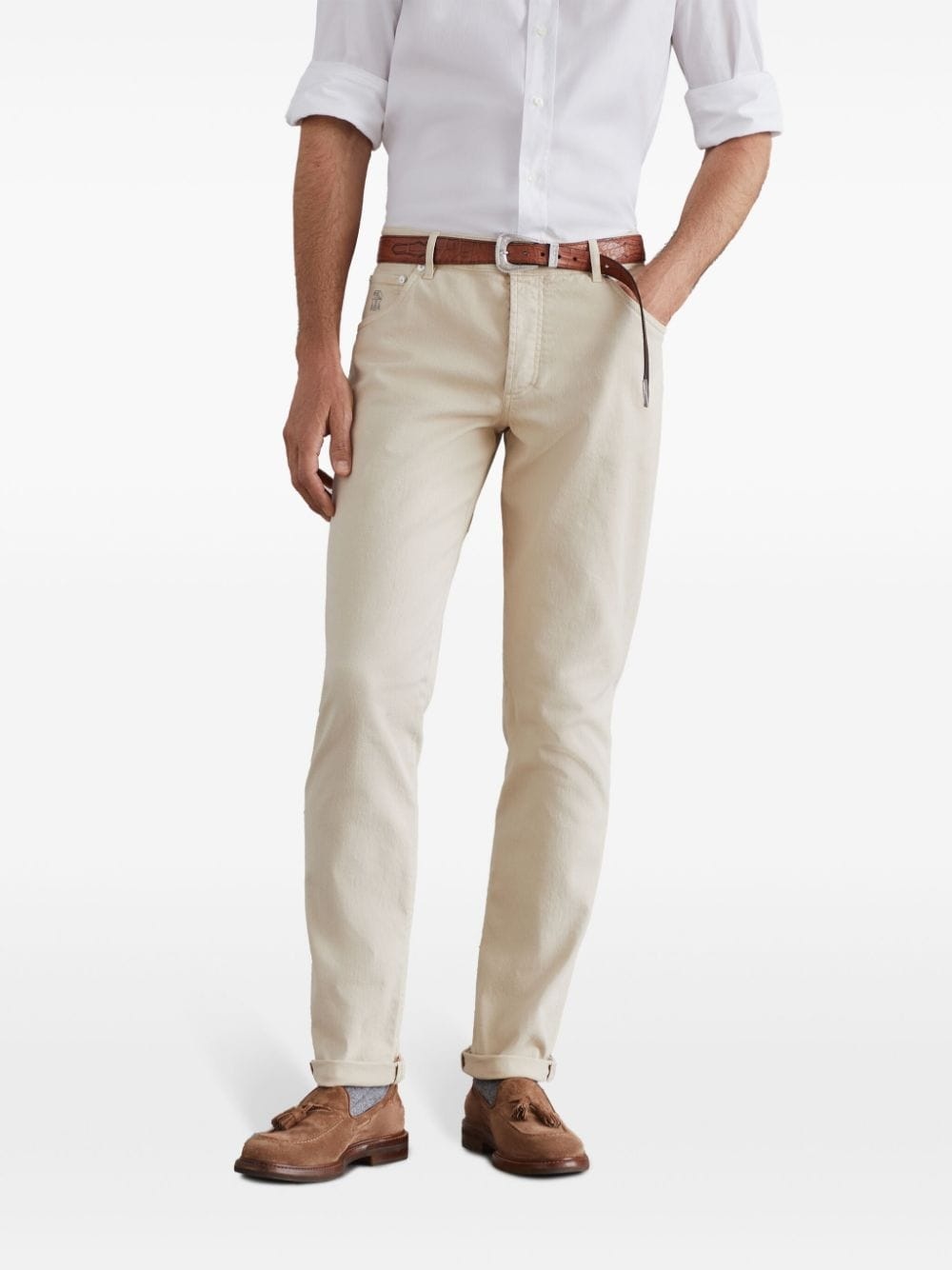 logo-embroidered jeans - 3