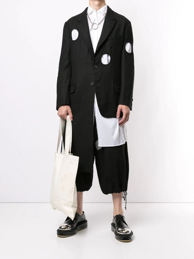 Yohji Yamamoto ripped-effect cropped trousers outlook