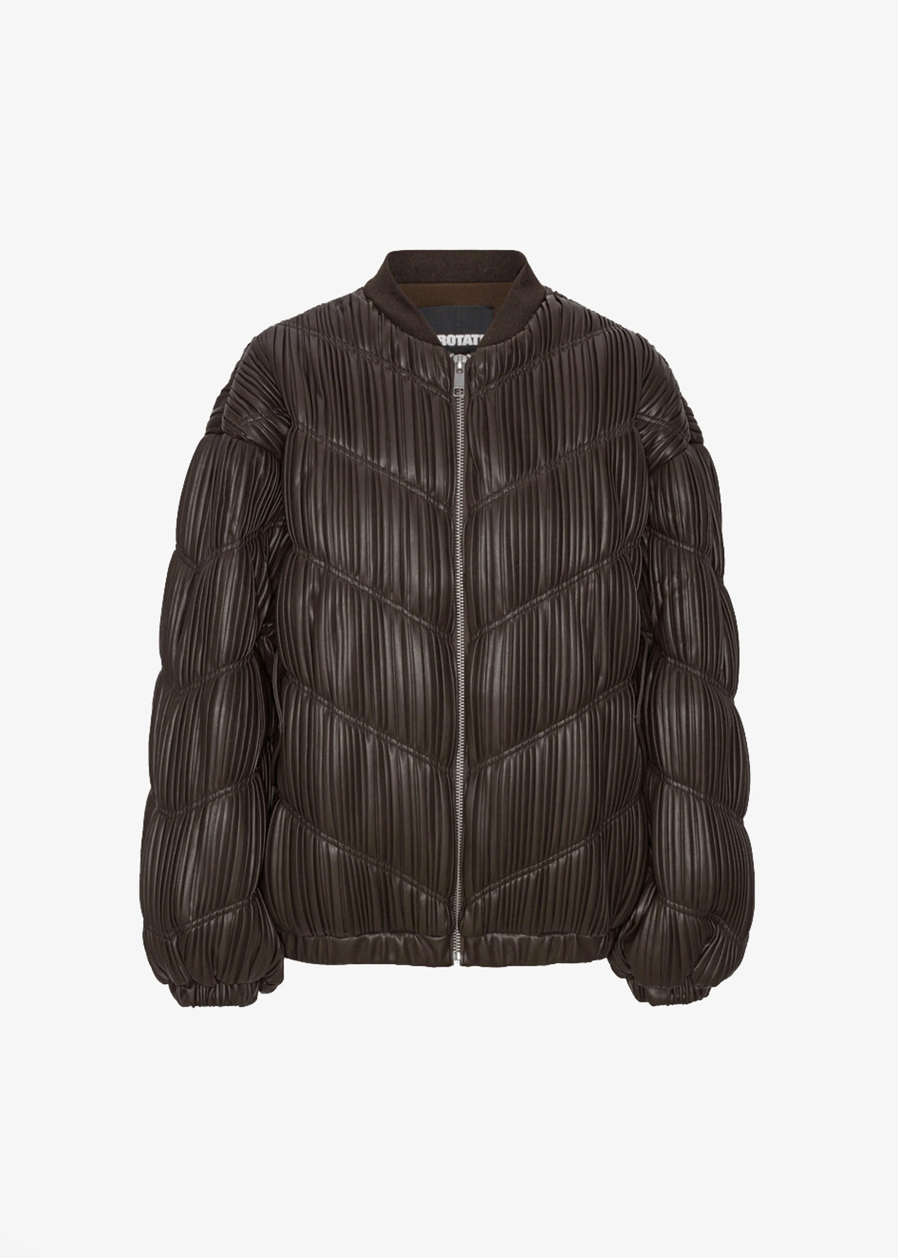 Rotate Pleated Bomber Jacket - Chocolate Brown - 1