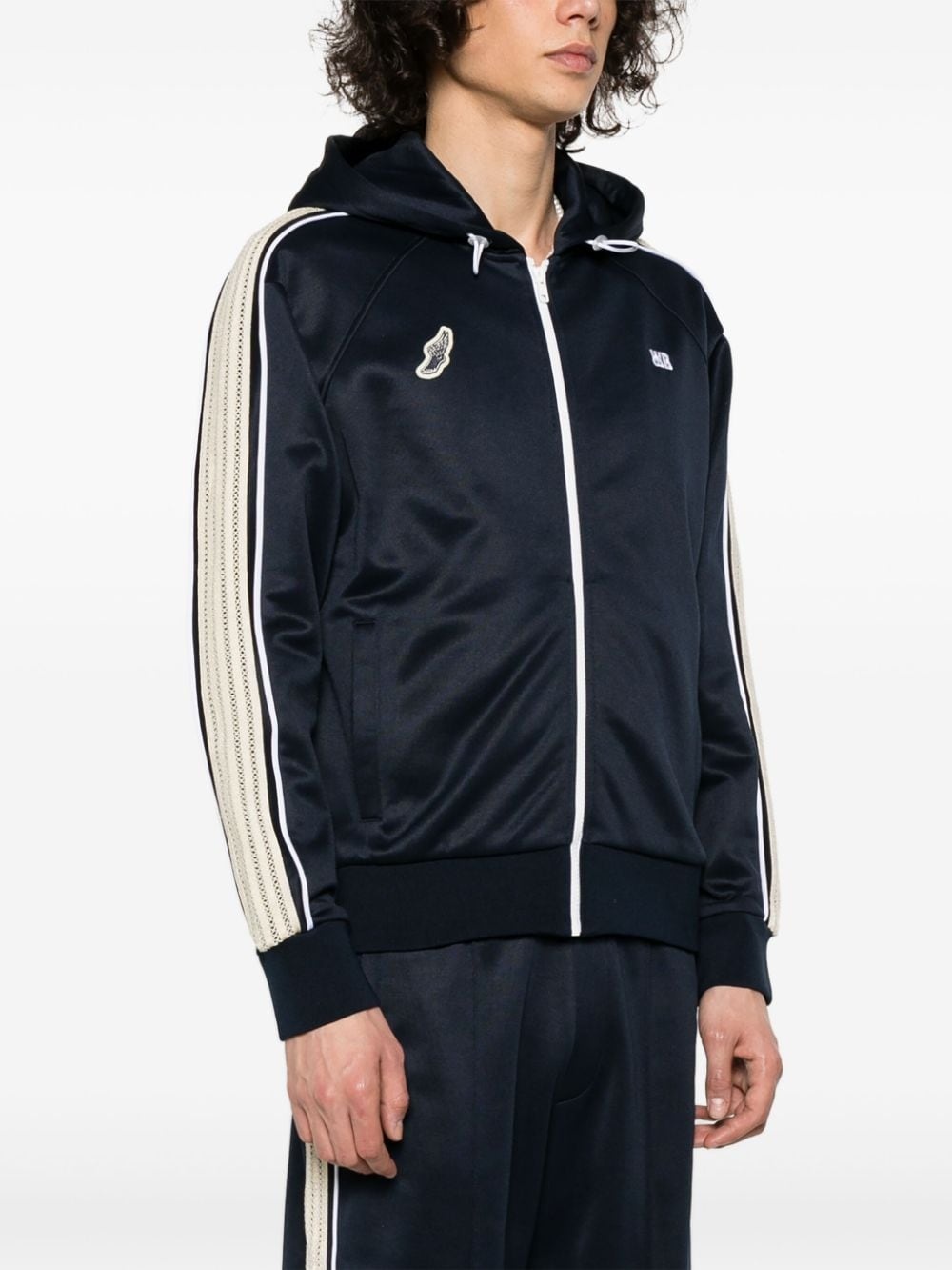 logo-embroidered zip-up hoodie - 3