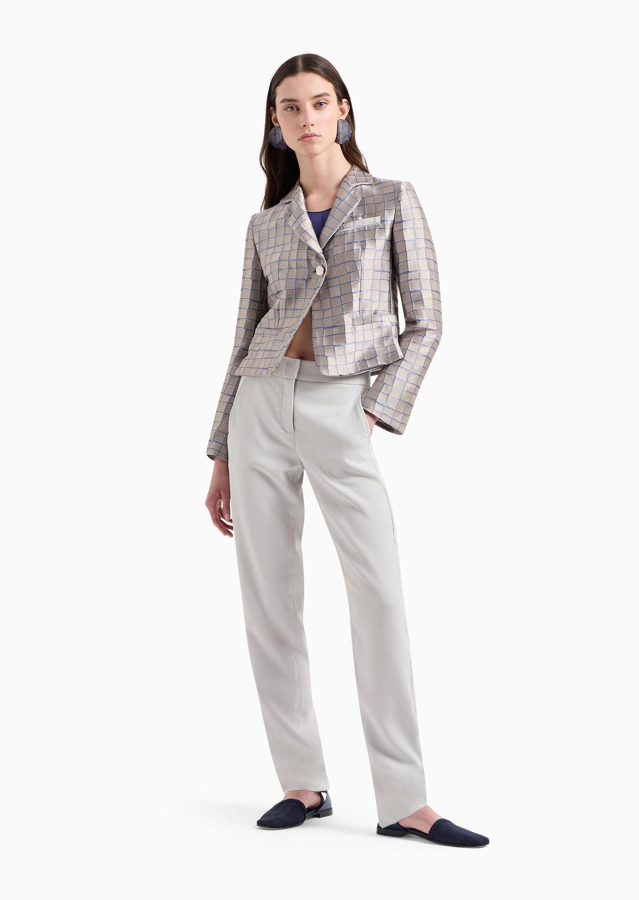 Technical seersucker trousers with darts - 4