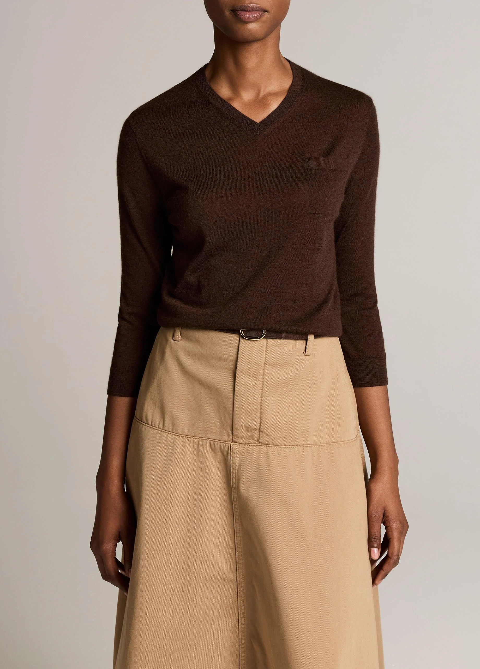 Cashmere-Silk Pocket V-Neck Sweater - 1