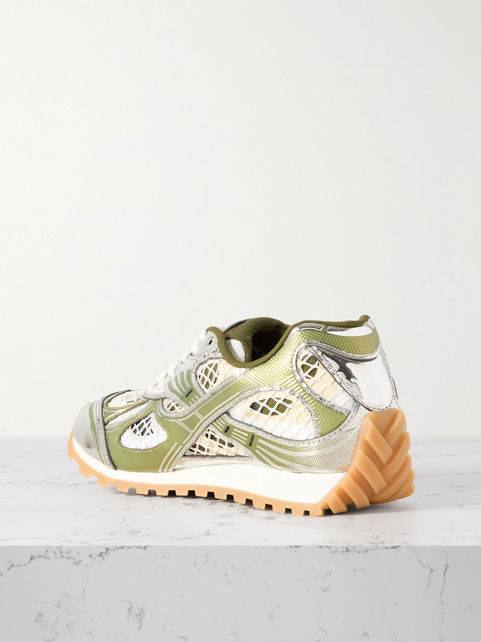 Orbit metallic rubber, mesh and fishnet sneakers Off-white - 3