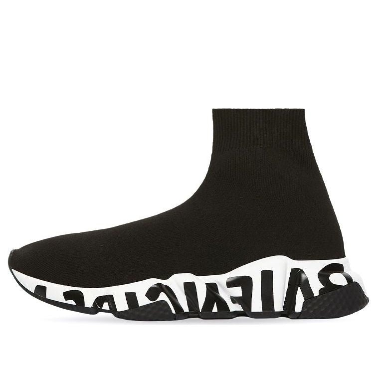 (WMNS) Balenciaga Speed Graffiti Sneakers 'Black Knit Black Graffiti Sole Unit' 605942W2DB71015 - 1