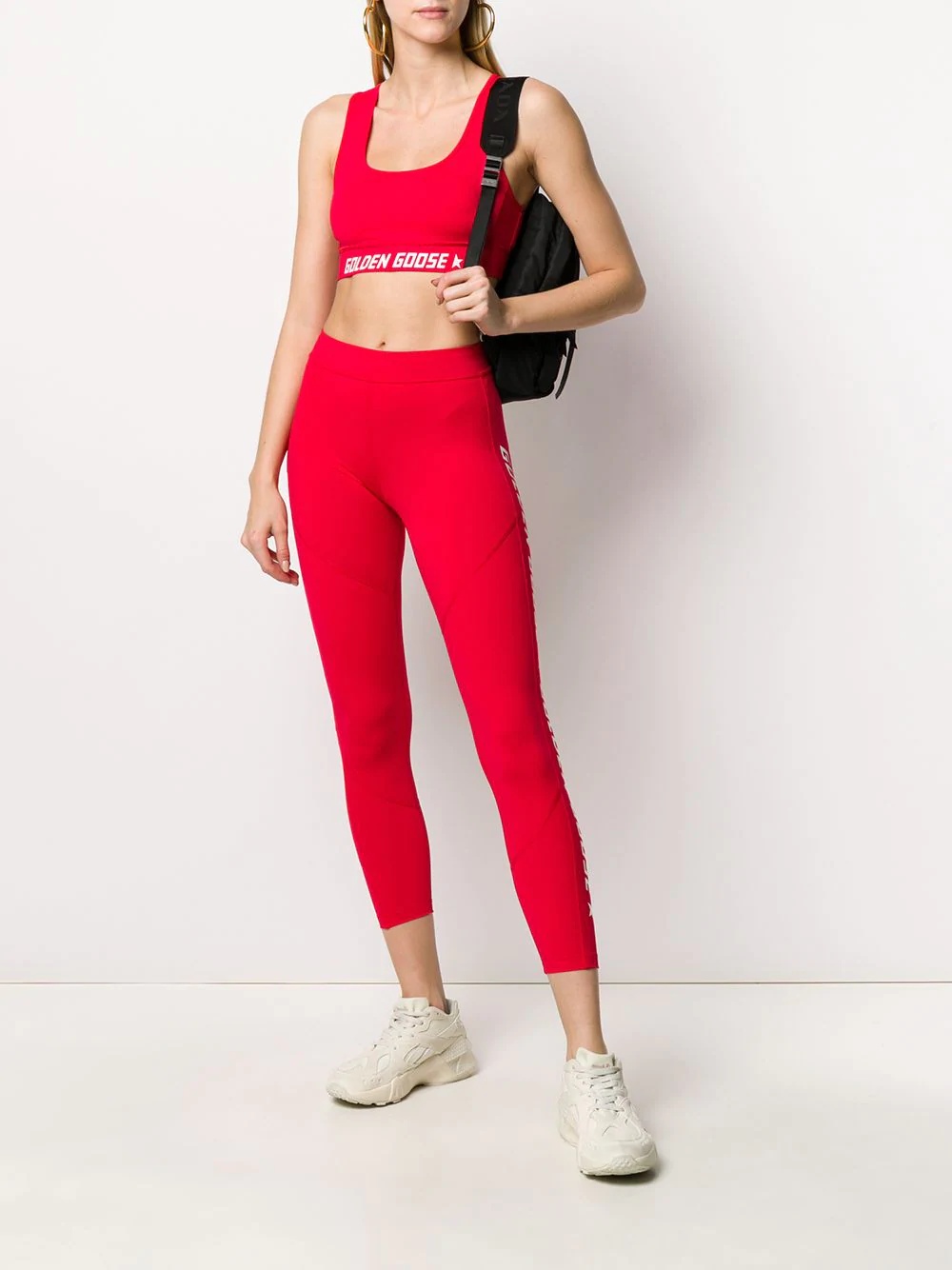 logo print cropped leggings - 2