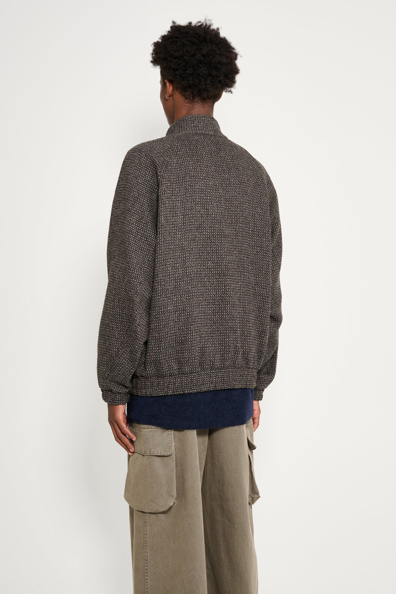 AURALEE AURALEE ALPACA WOOL SILK TWEED ZIP BLOUSON GRAY BROWN HAIRLINE outlook