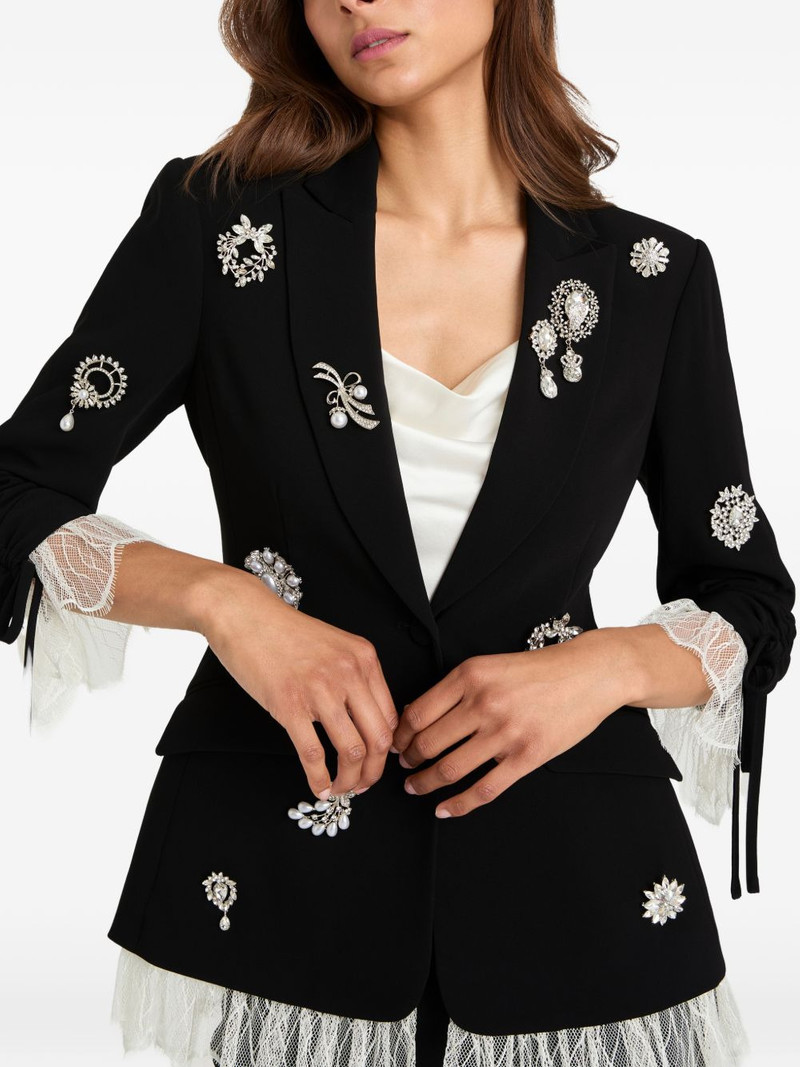 crystal brooch lace trim blazer 5