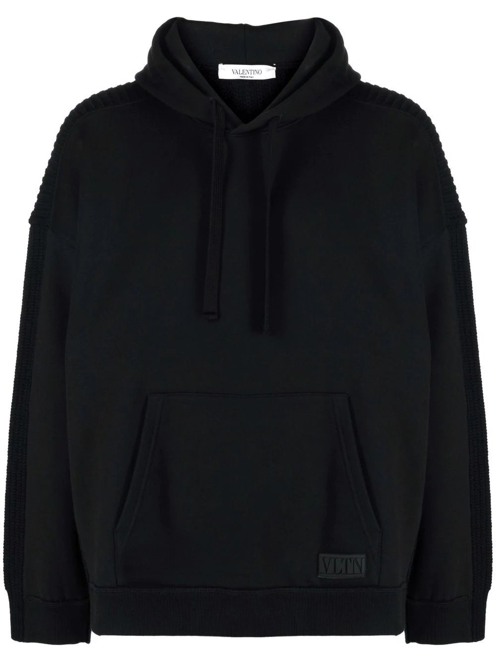 panelled knitted hoodie - 1