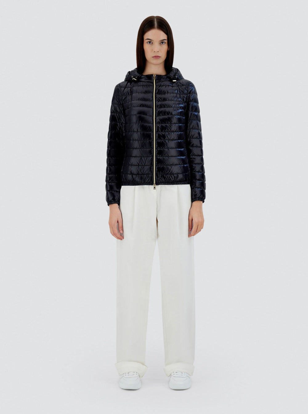 Herno Women Blue Down Jacket With Drawstring Hood And Logo Plaque On The Rear In Tech Fabric Woman - 4