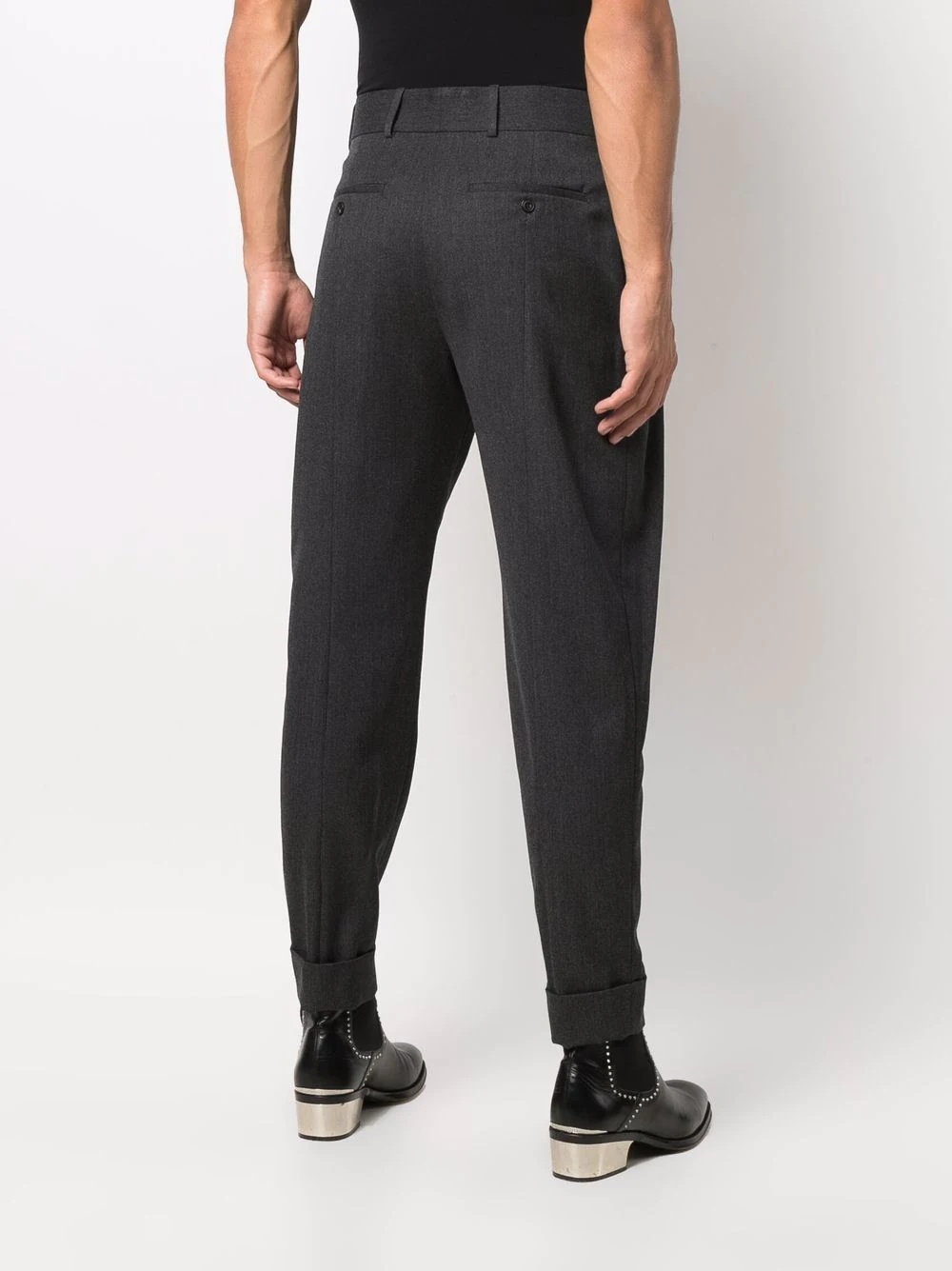 pleat-detail tapered trousers - 4