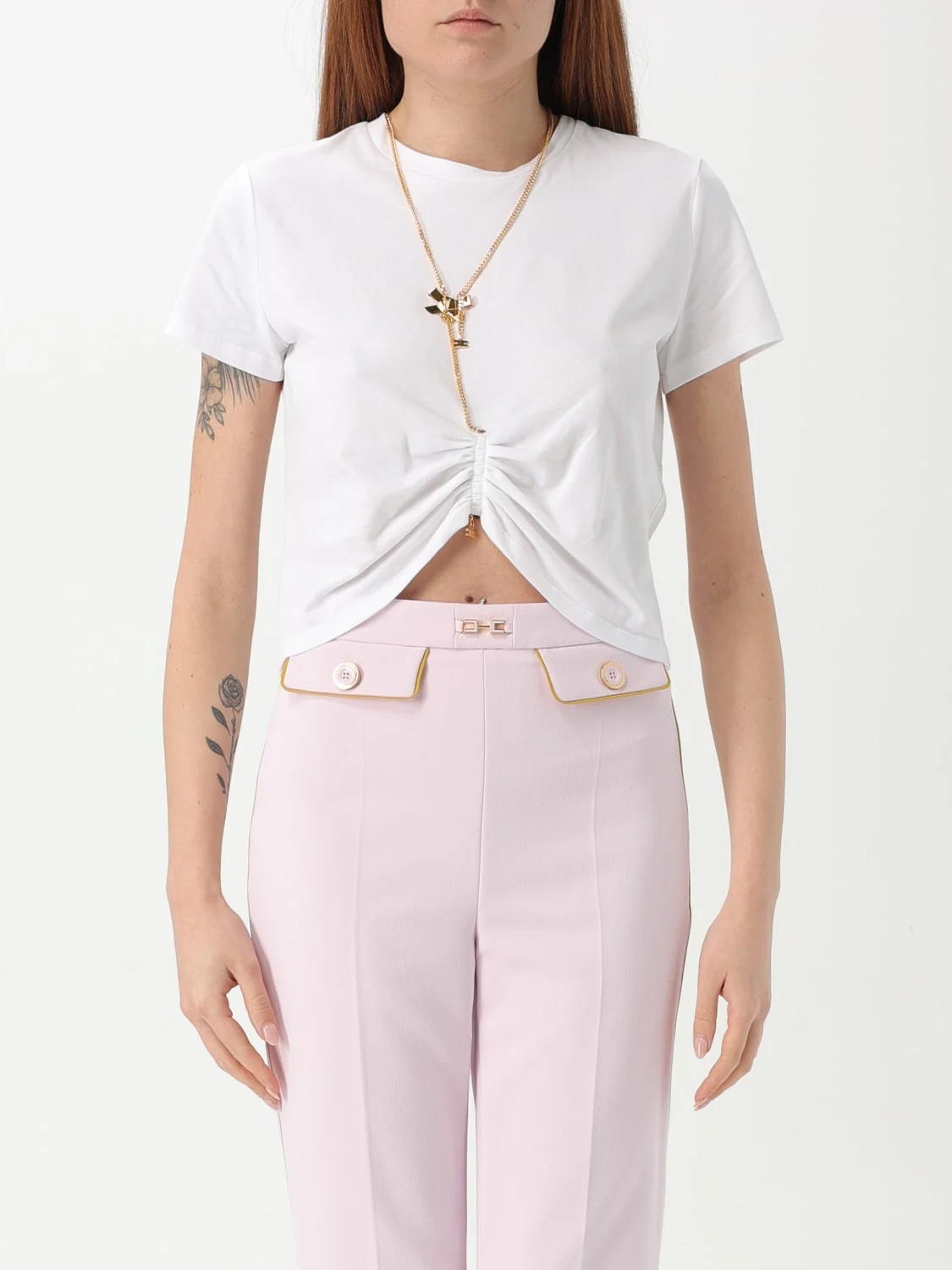 Elisabetta Franchi cropped cotton t-shirt - 1