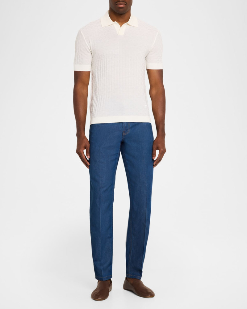 EMPORIO ARMANI Men's Wool Basketweave Knit Polo Sweater outlook
