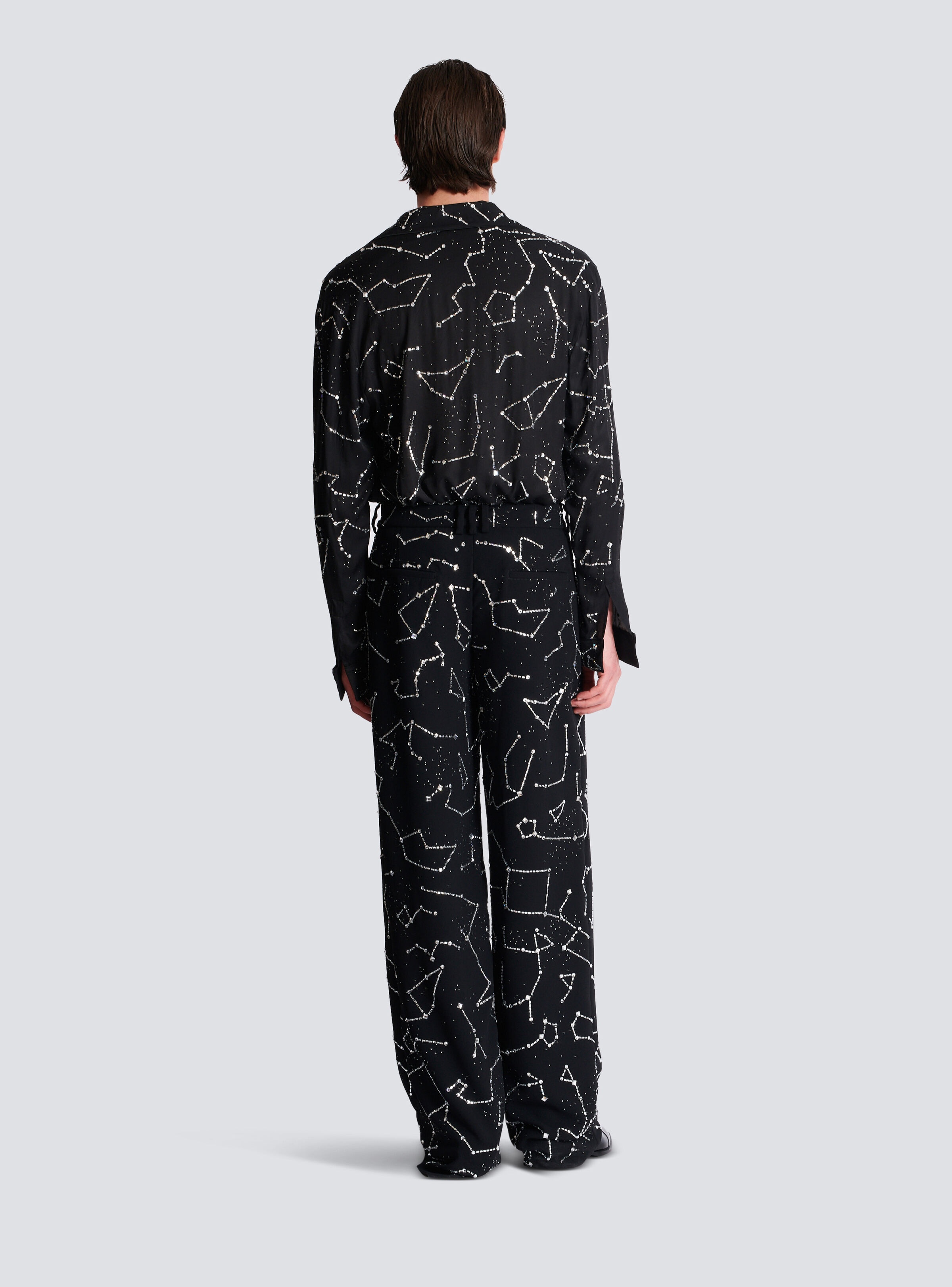 Crepe trousers with rhinestone Constellation motif - 4