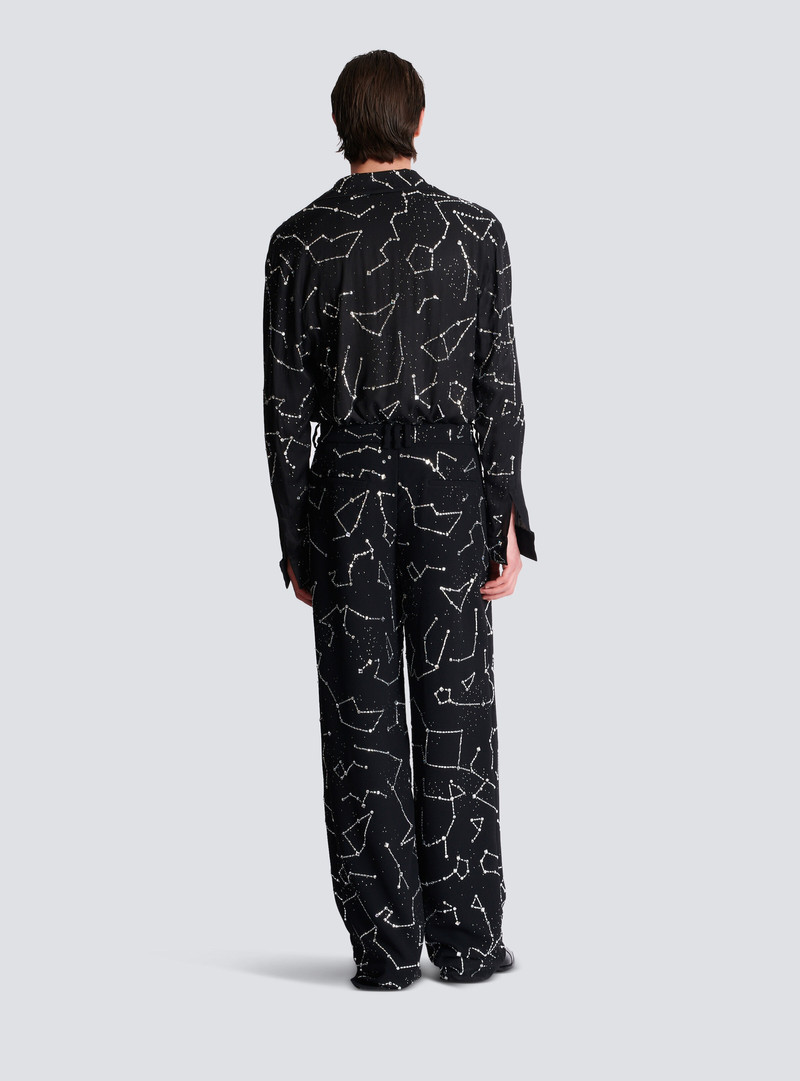 Crepe trousers with rhinestone Constellation motif 4