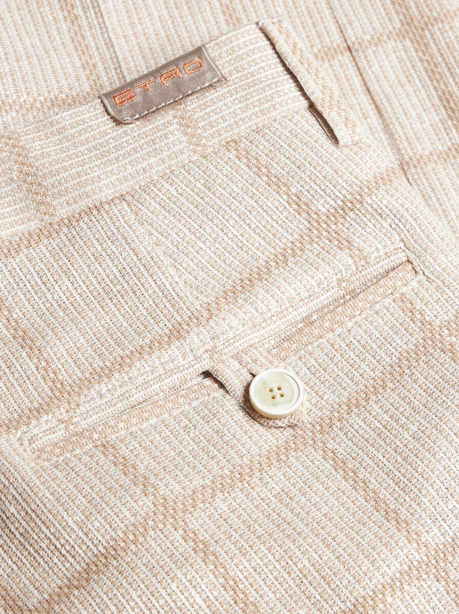 CHECK LINEN-BLEND TROUSERS - 6