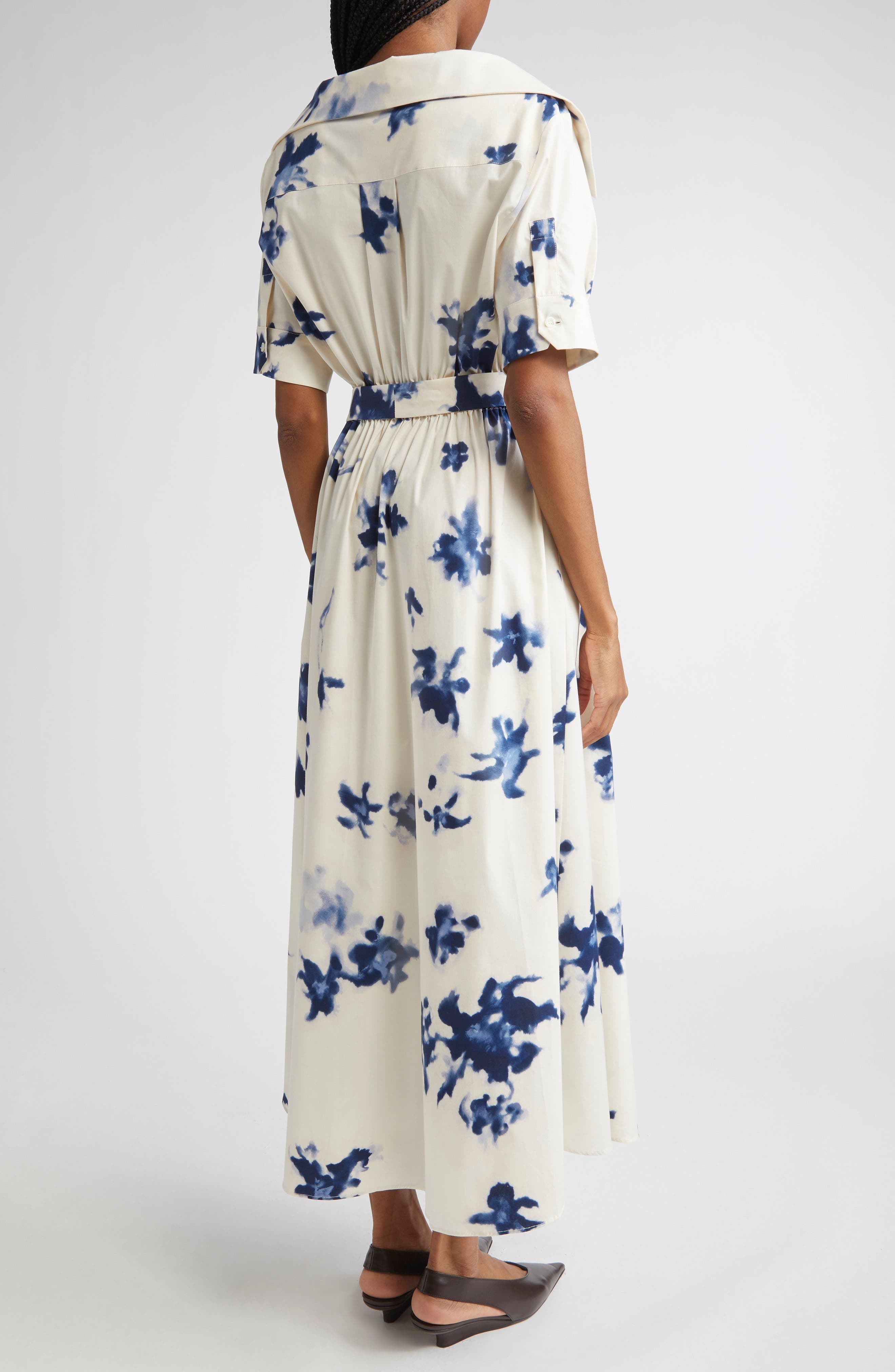 Altuzarra Lydia Floral Stretch Cotton Shirtdress in Berry Blue Flowers at Nordstrom - 2