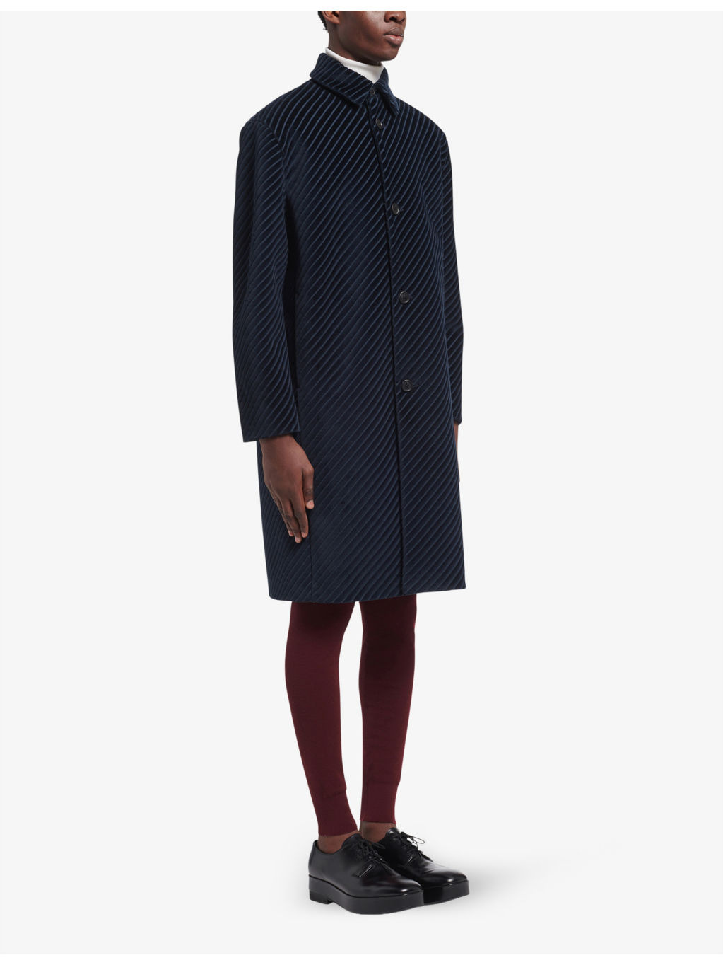 Pinstriped collared corduroy coat - 5