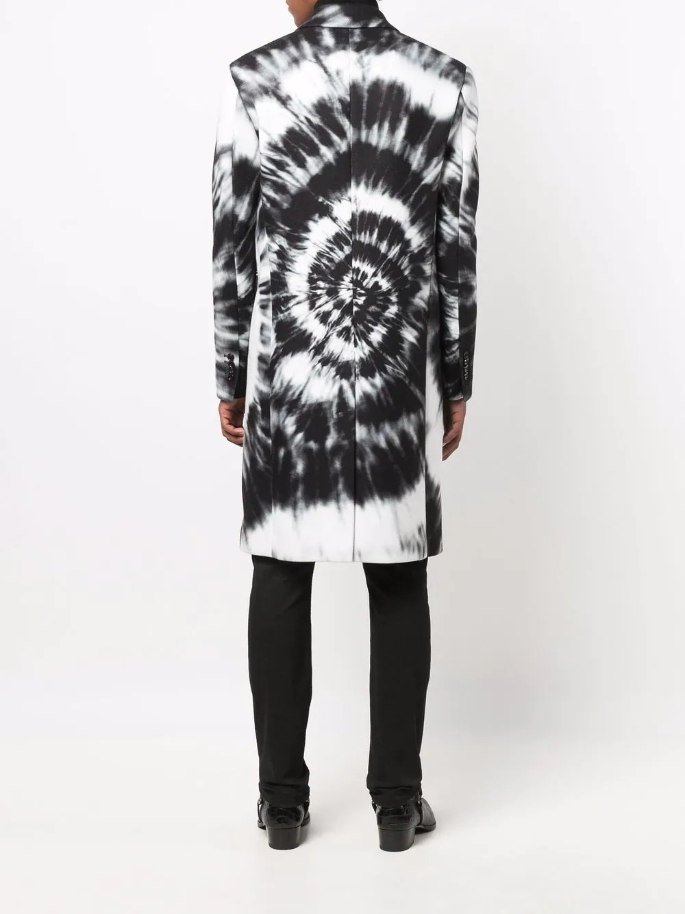 single-breasted tie-dye coat - 4