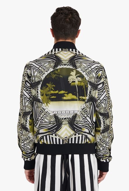 Nylon bomber jacket with multicolor print - 5