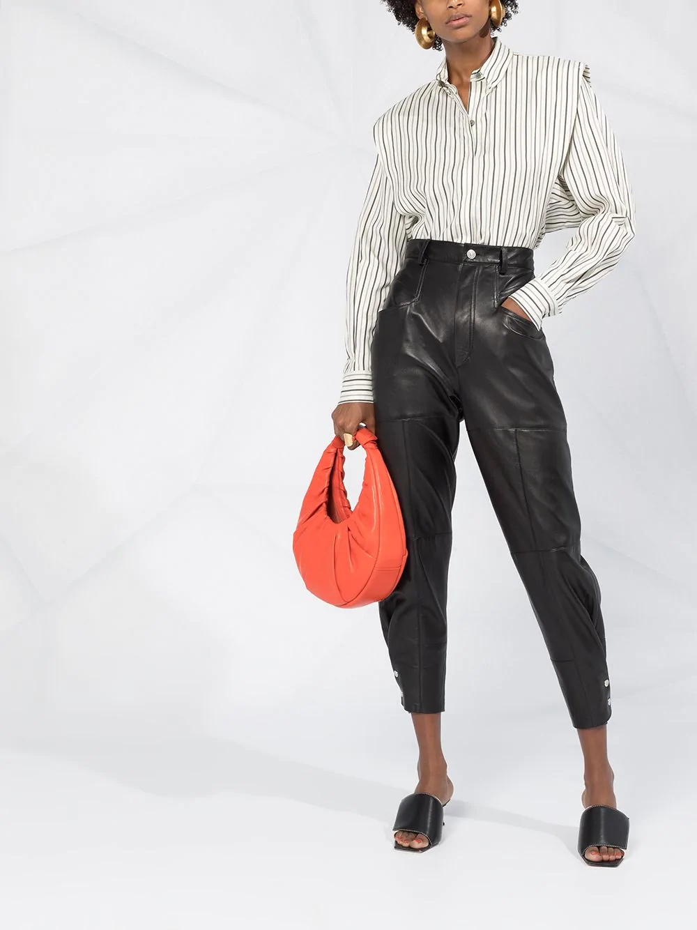 Xiamao high-waisted leather trousers - 2