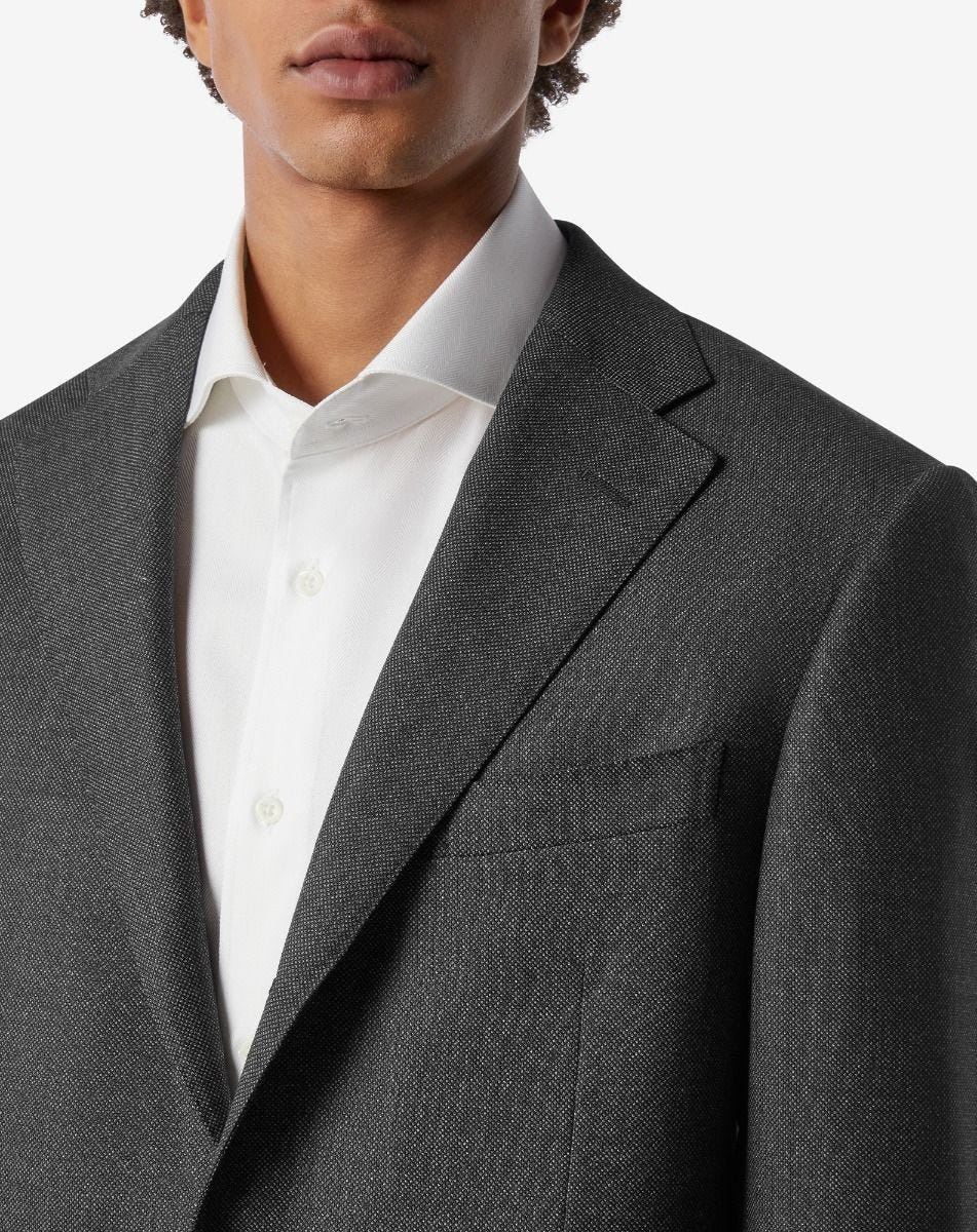 Grey S130's wool suit with micro-pattern - 4