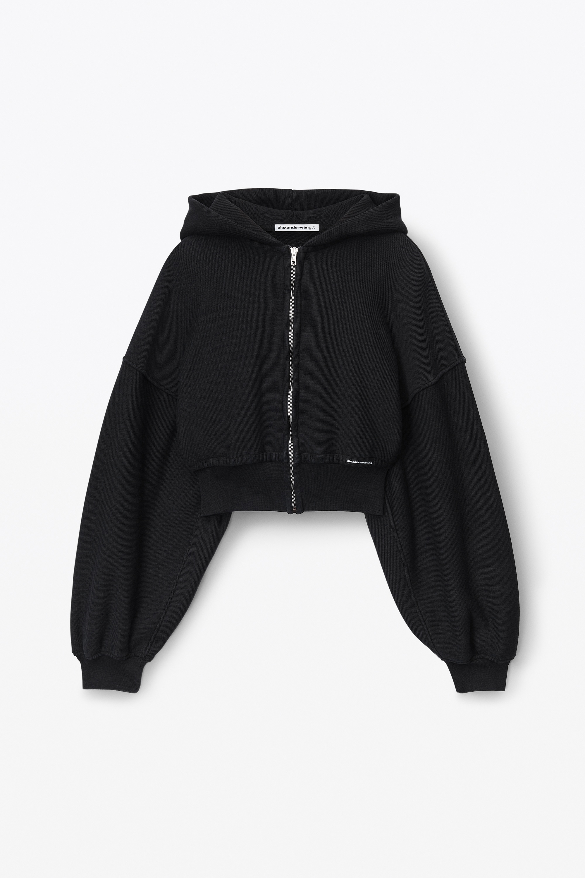 cropped zip up hoodie in classic terry - 1