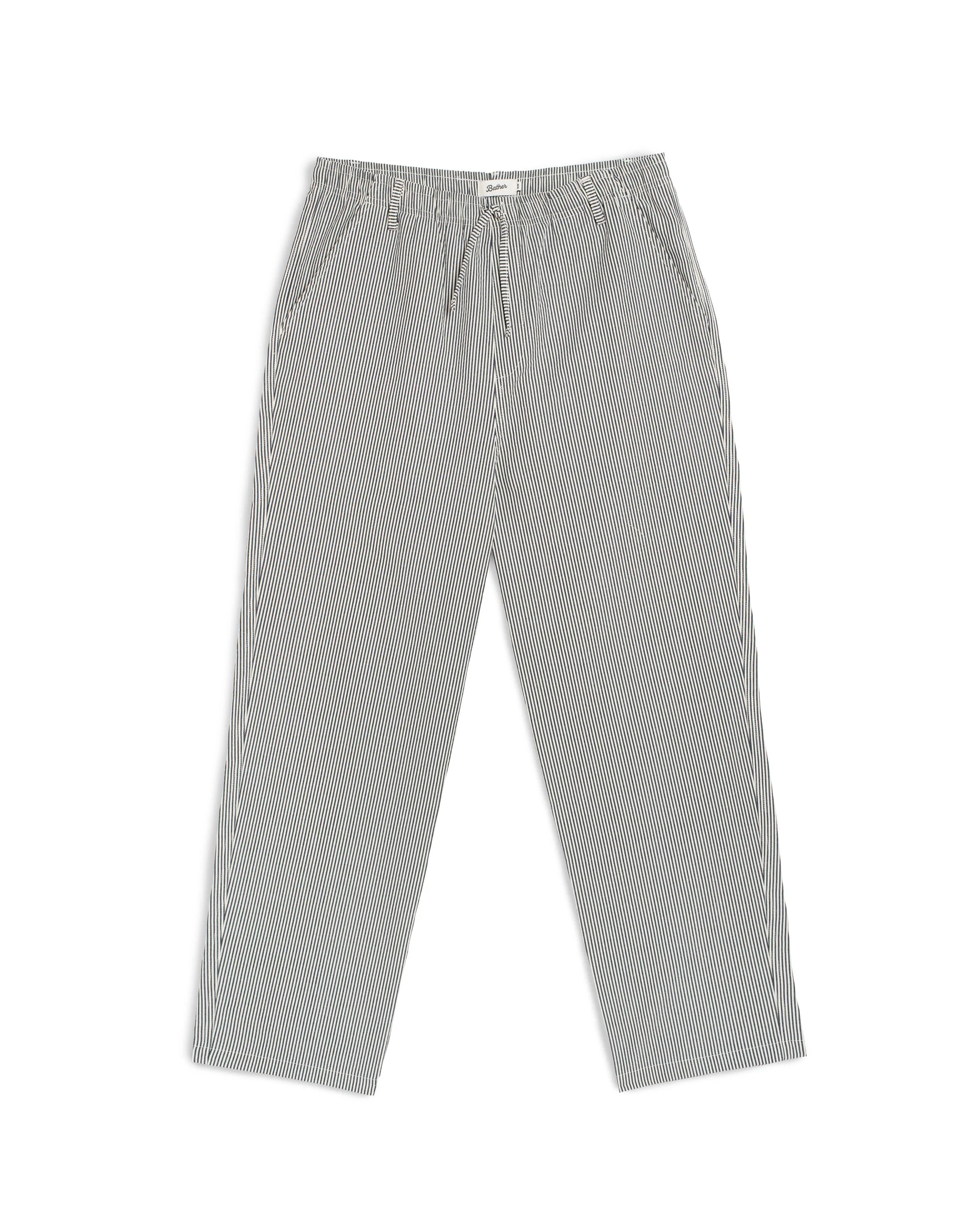 Navy Pinstripe Leisure Pant - 1