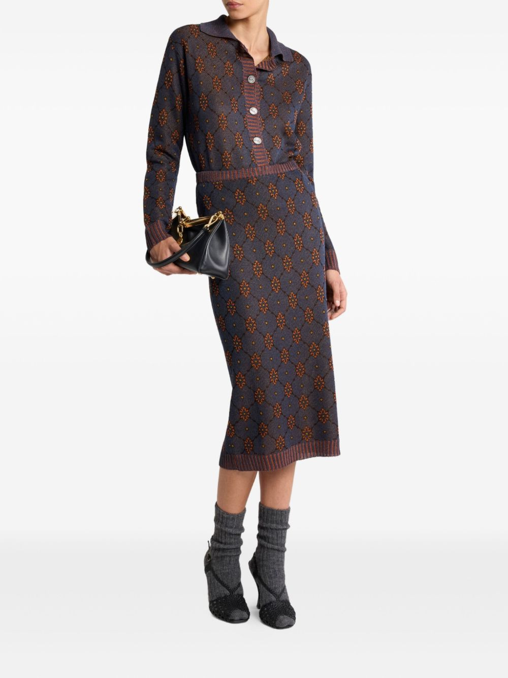 polo-neck patterned cardigan - 2