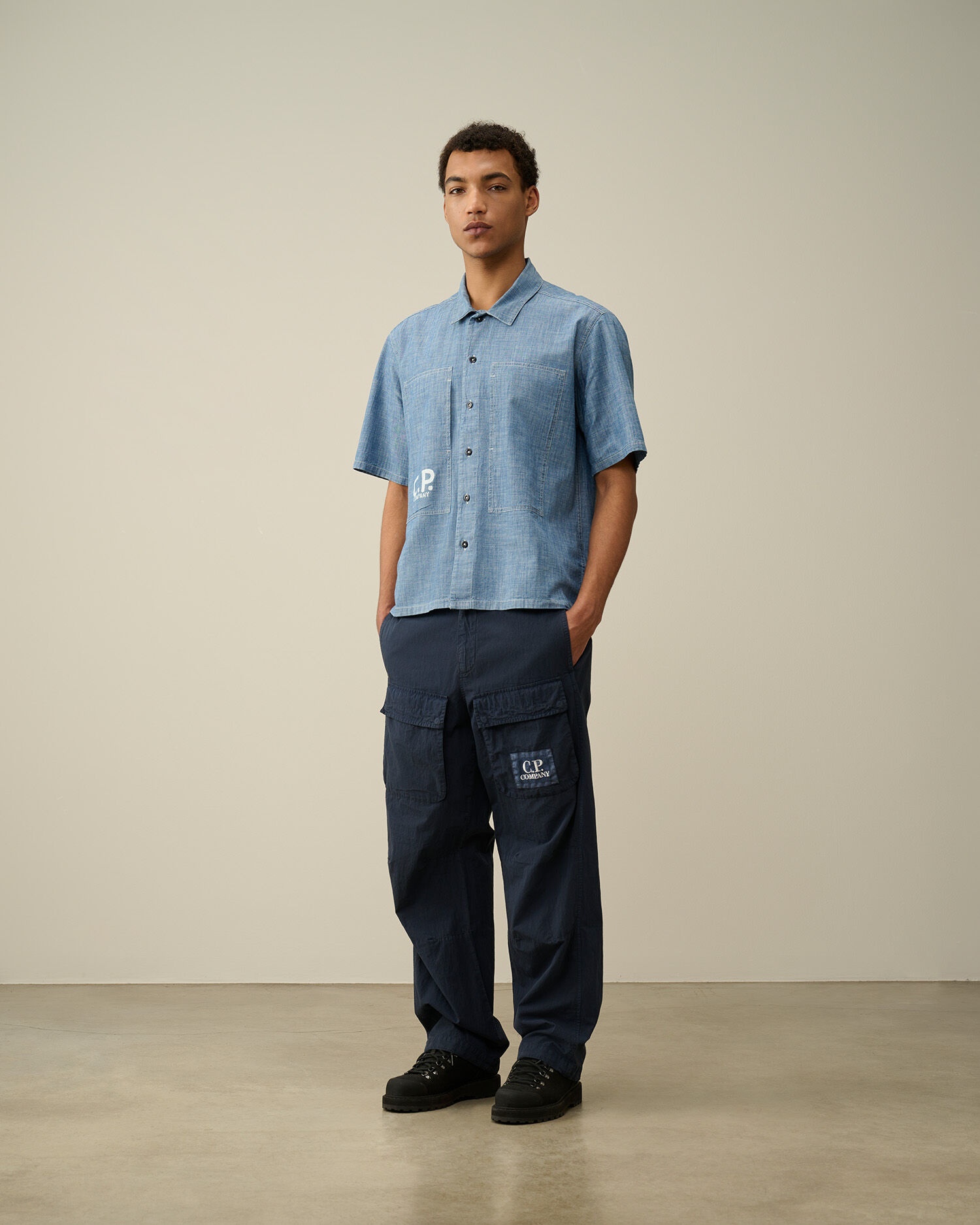 Chambray Short Sleeved Logo Shirt - 6