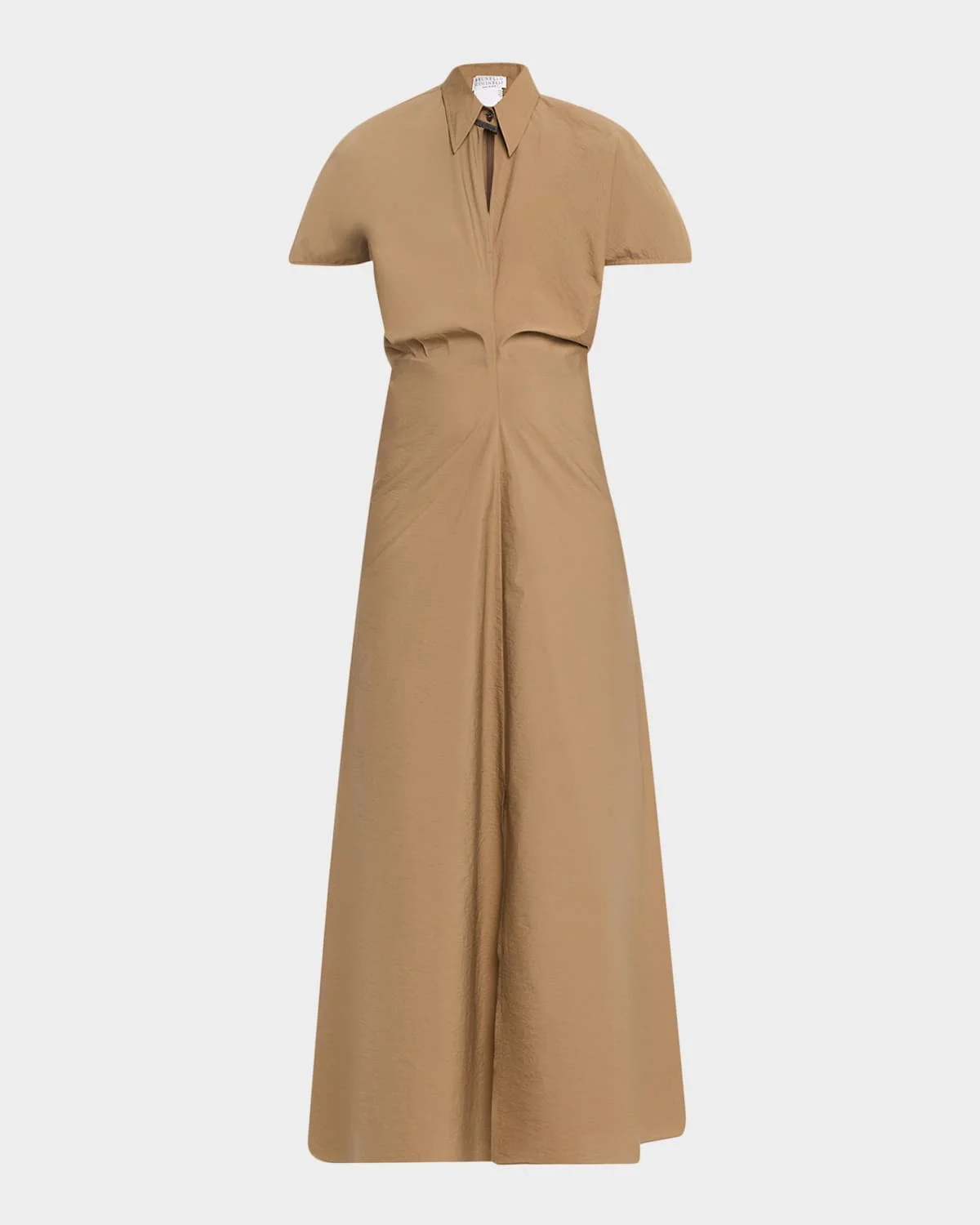 Techno Cotton Poplin Short-Sleeve Maxi Shirtdress - 1