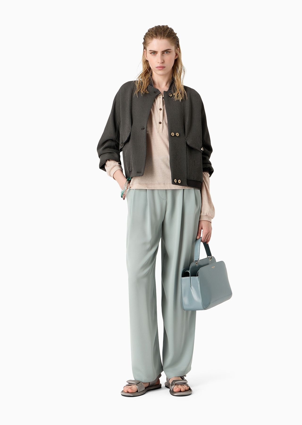 ASV triple silk-georgette double-pleat trousers - 4