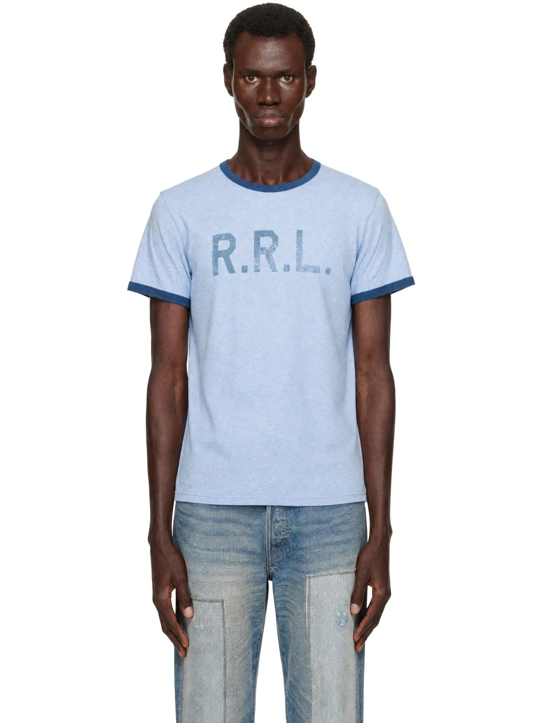 Blue 'RRL' Cotton T-shirt - 1