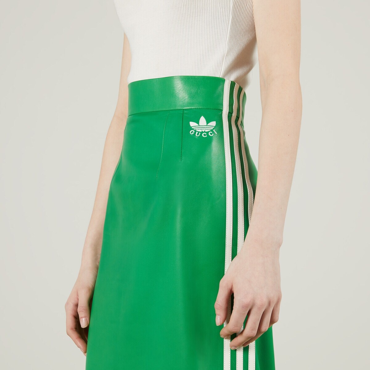 adidas x Gucci zip leather skirt - 4