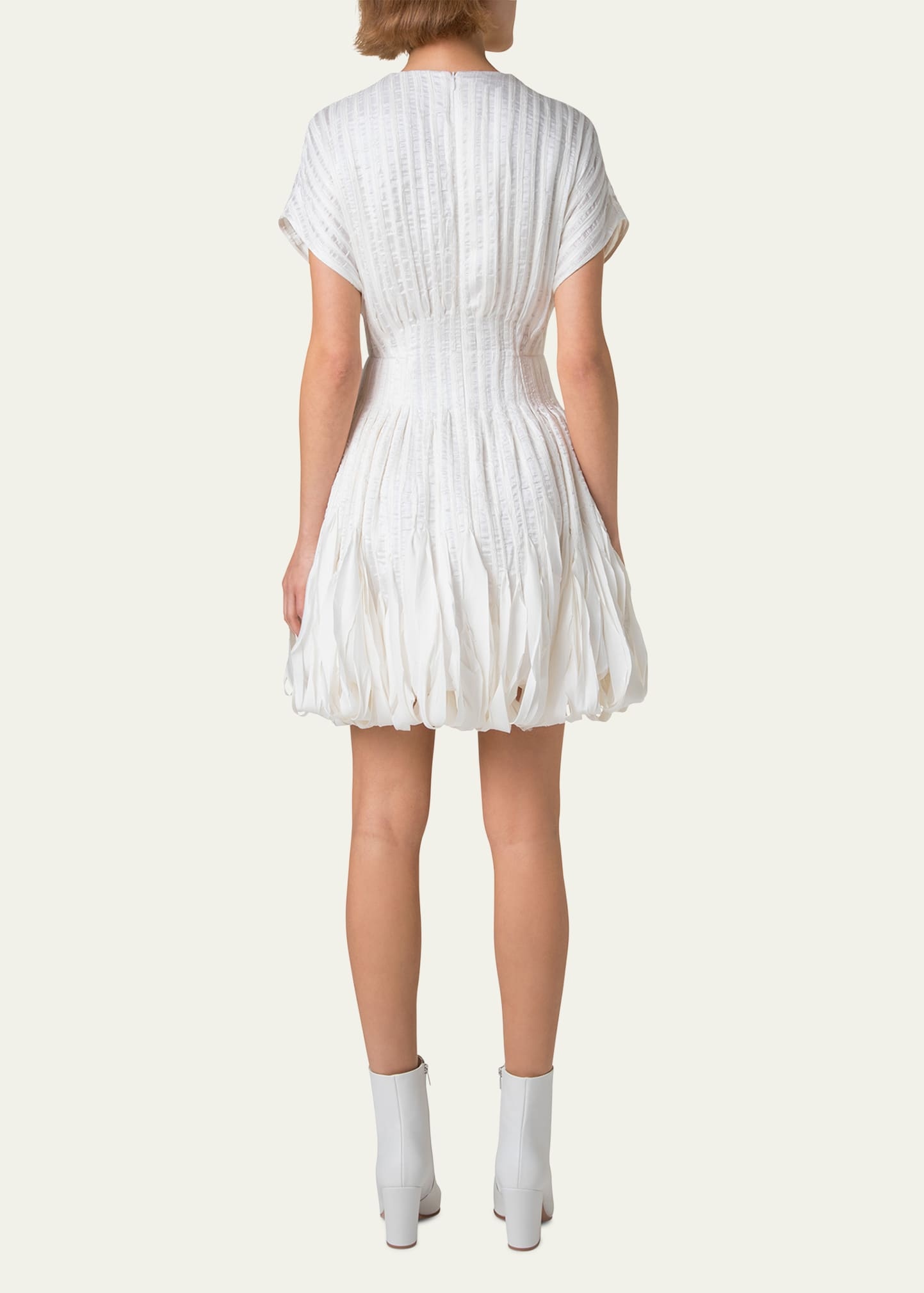 Textured Silk Bubble-Hem Mini Dress - 3