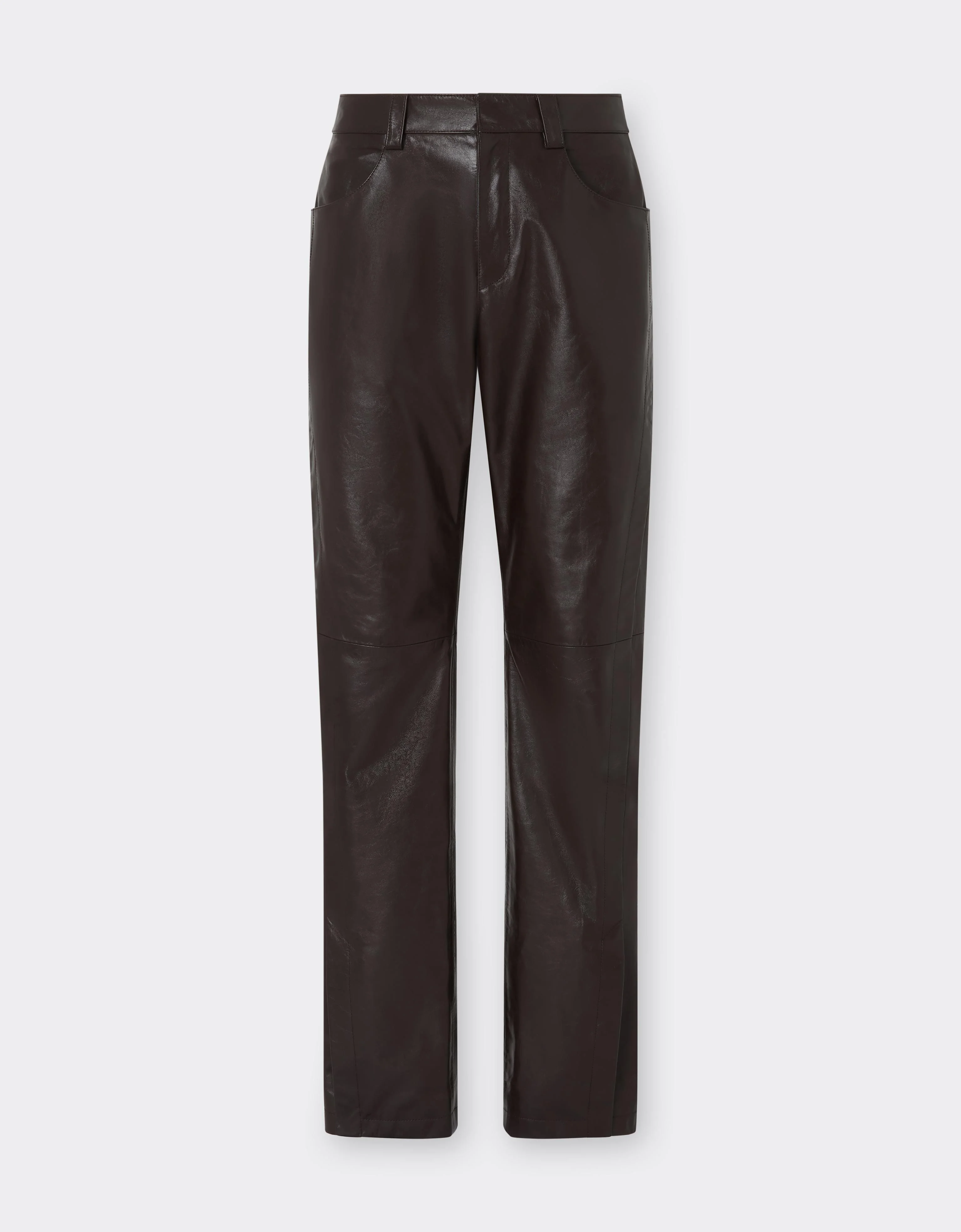 Glossy Leather Trousers with Slit - 1