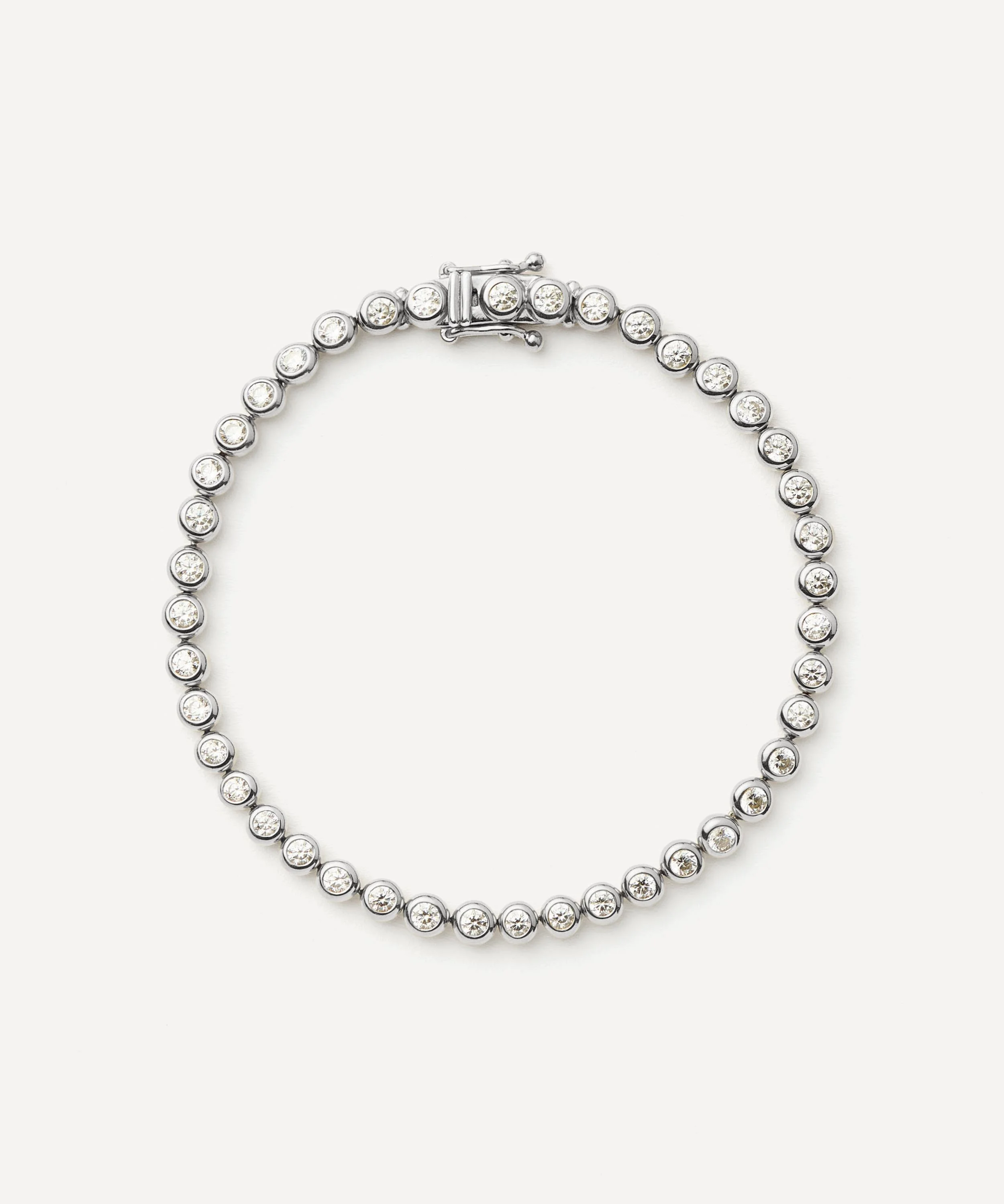 Rhodium-Plated Round Tennis Bracelet - 1