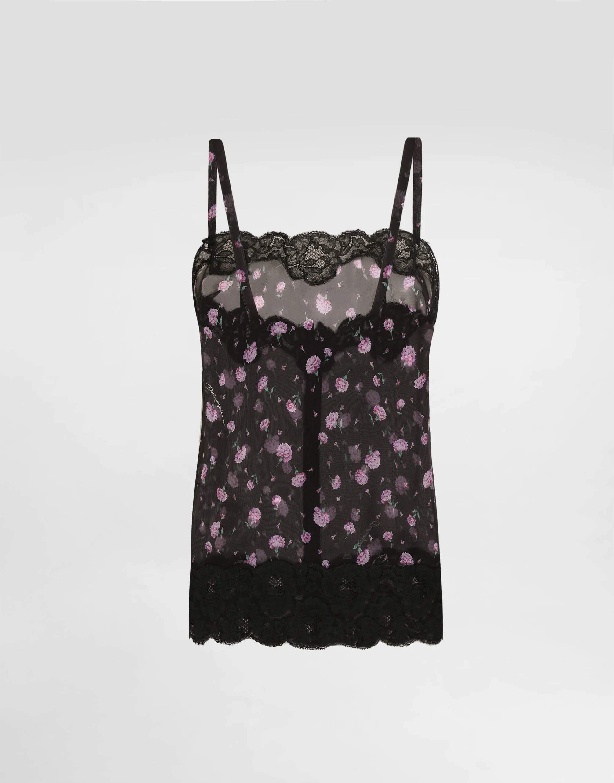 Carnations-print chiffon top - 1