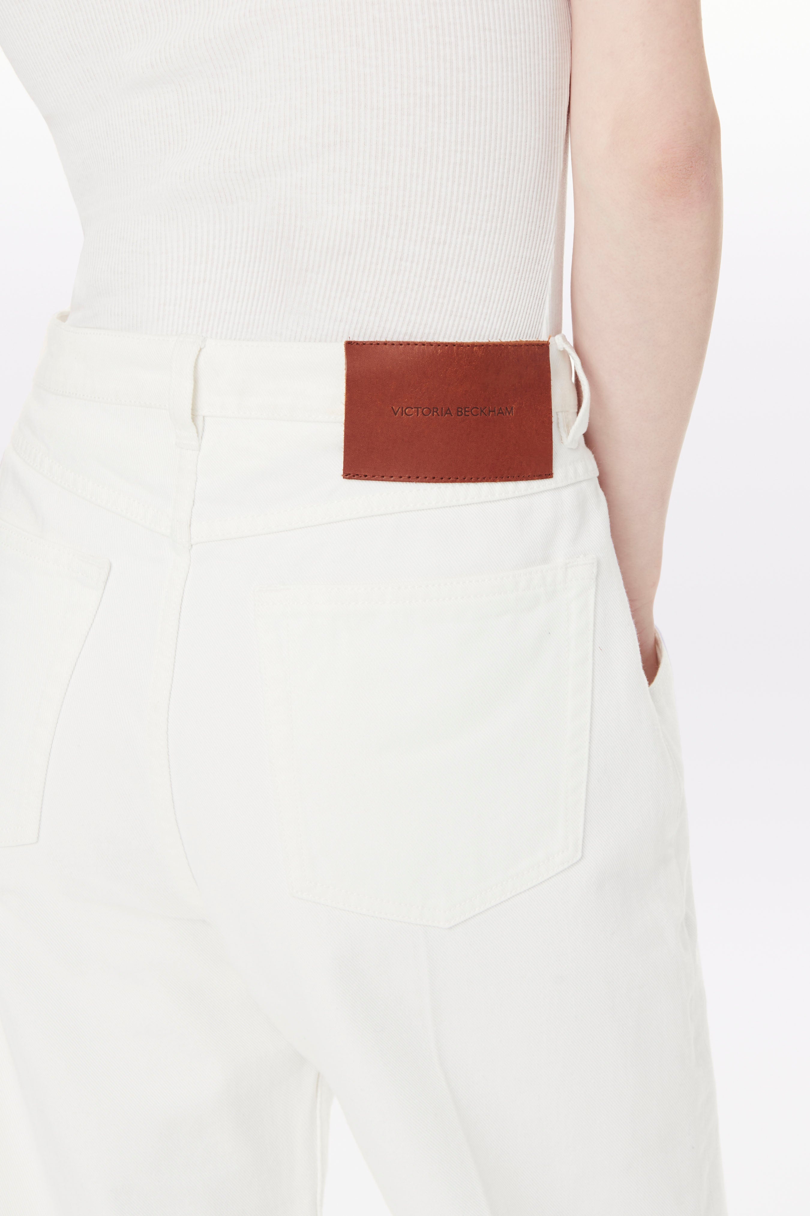 Mia Wide Leg Mid Rise Jean in Off White - 5