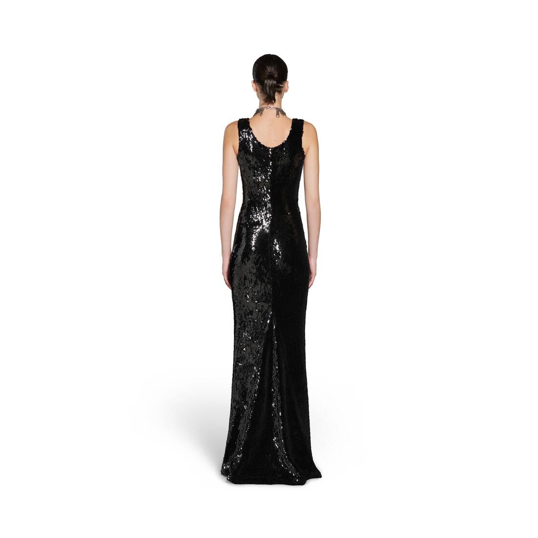 Women's Embroidered Maxi Dress in Black - 4