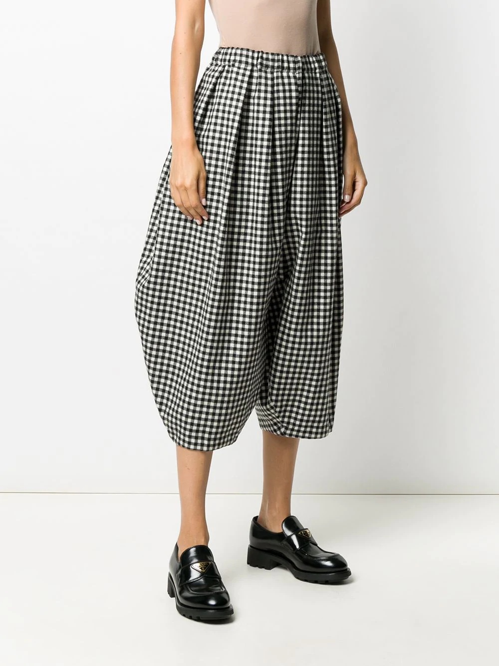 cropped check print trousers - 3