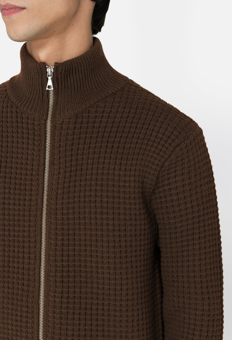 WOOL WAFFLE KNIT FULL-ZIP 6