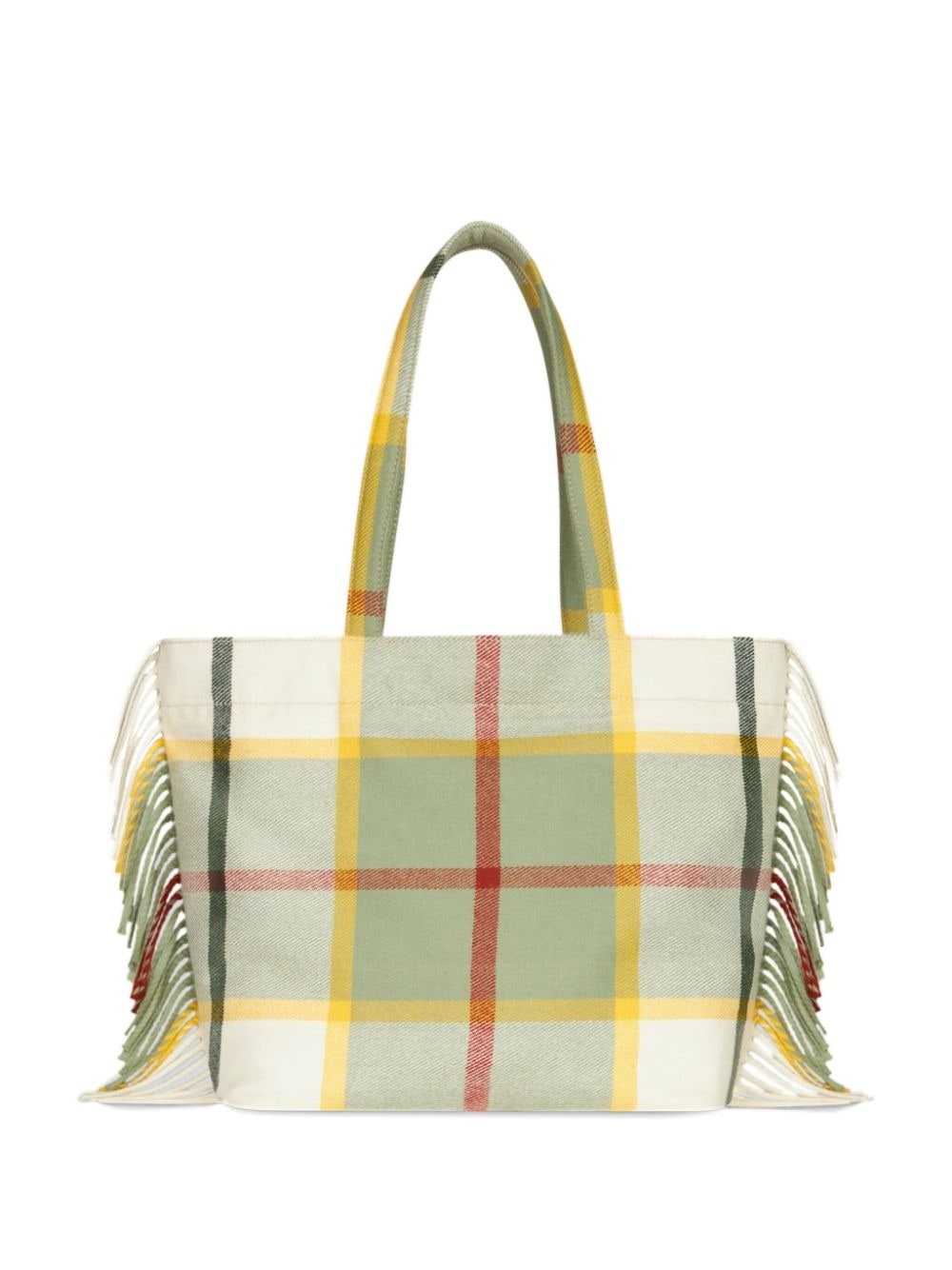 Pegaso-embroidered checkered tote bag - 4
