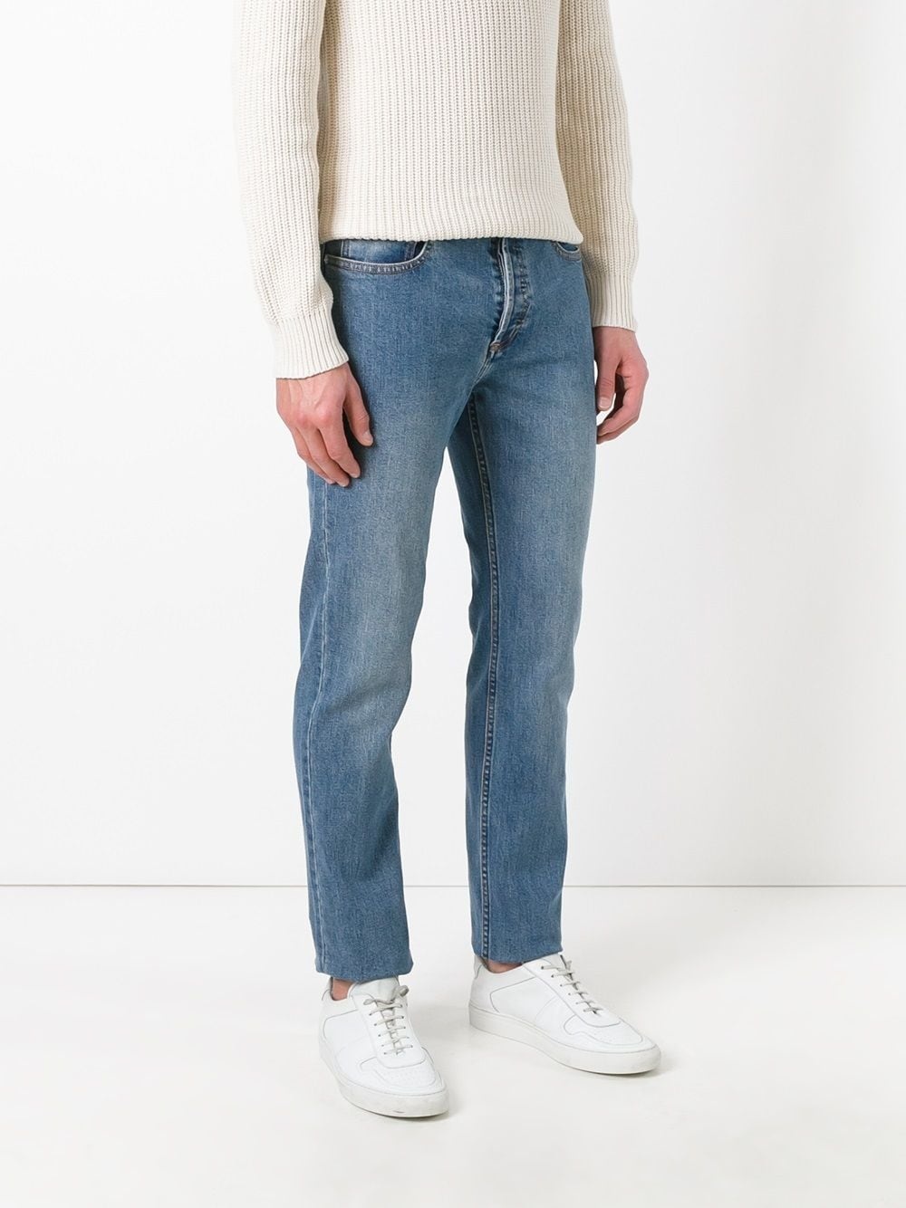 washed effect straight leg jeans - 3