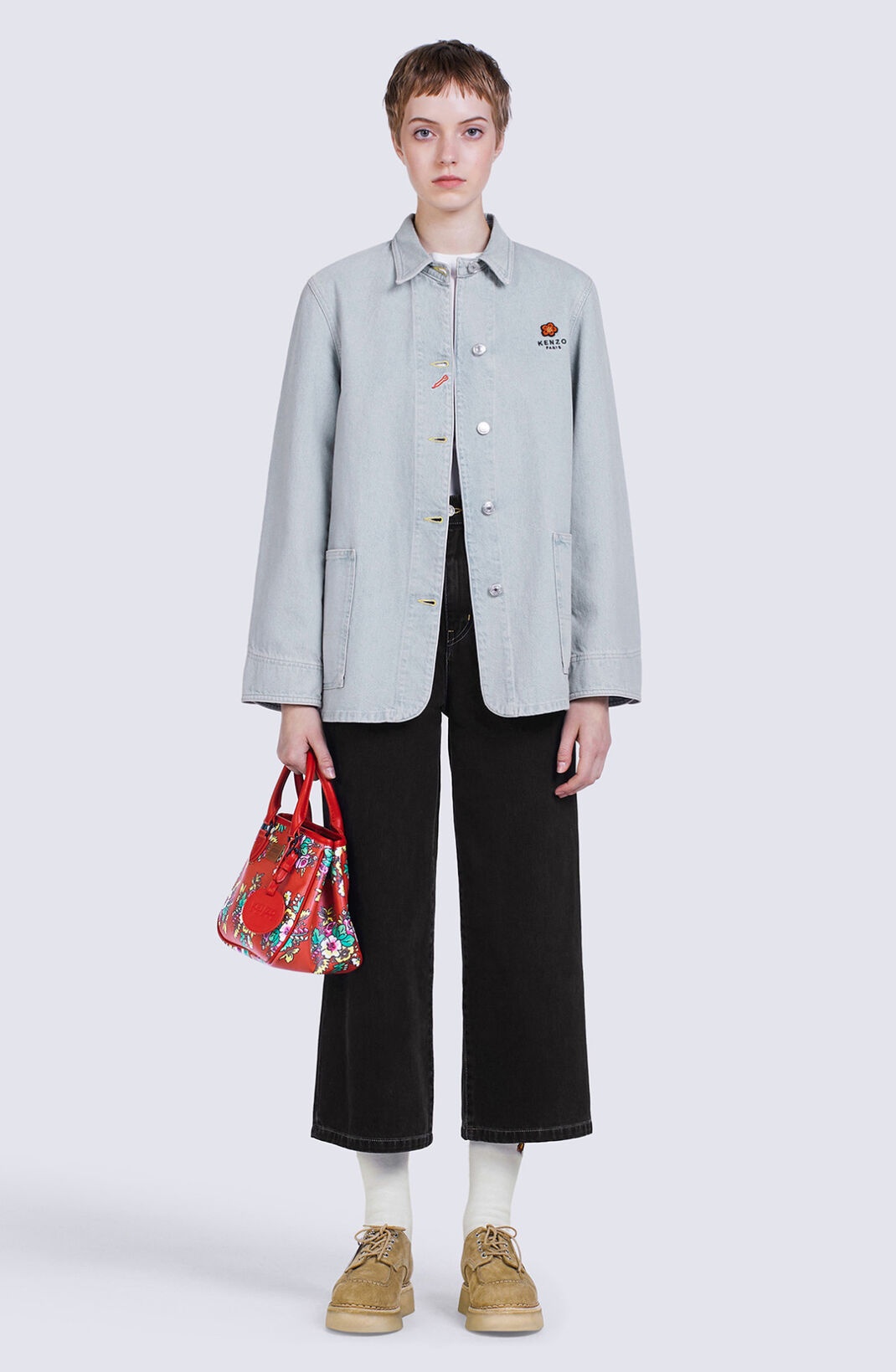 'BOKE FLOWER' crest denim workwear jacket - 5