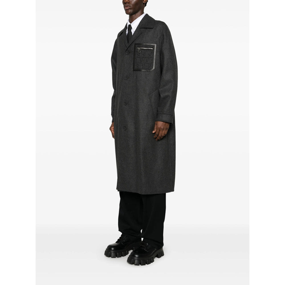 Fendi Grey Coats - Single Breasted Coats Men - 5