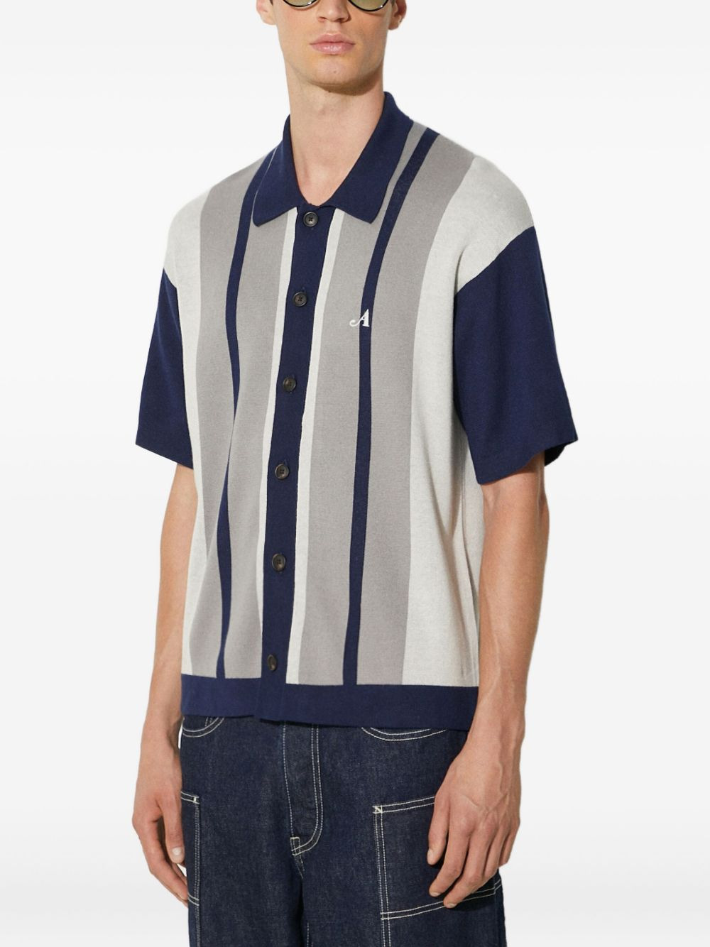 stripe panel shirt - 1