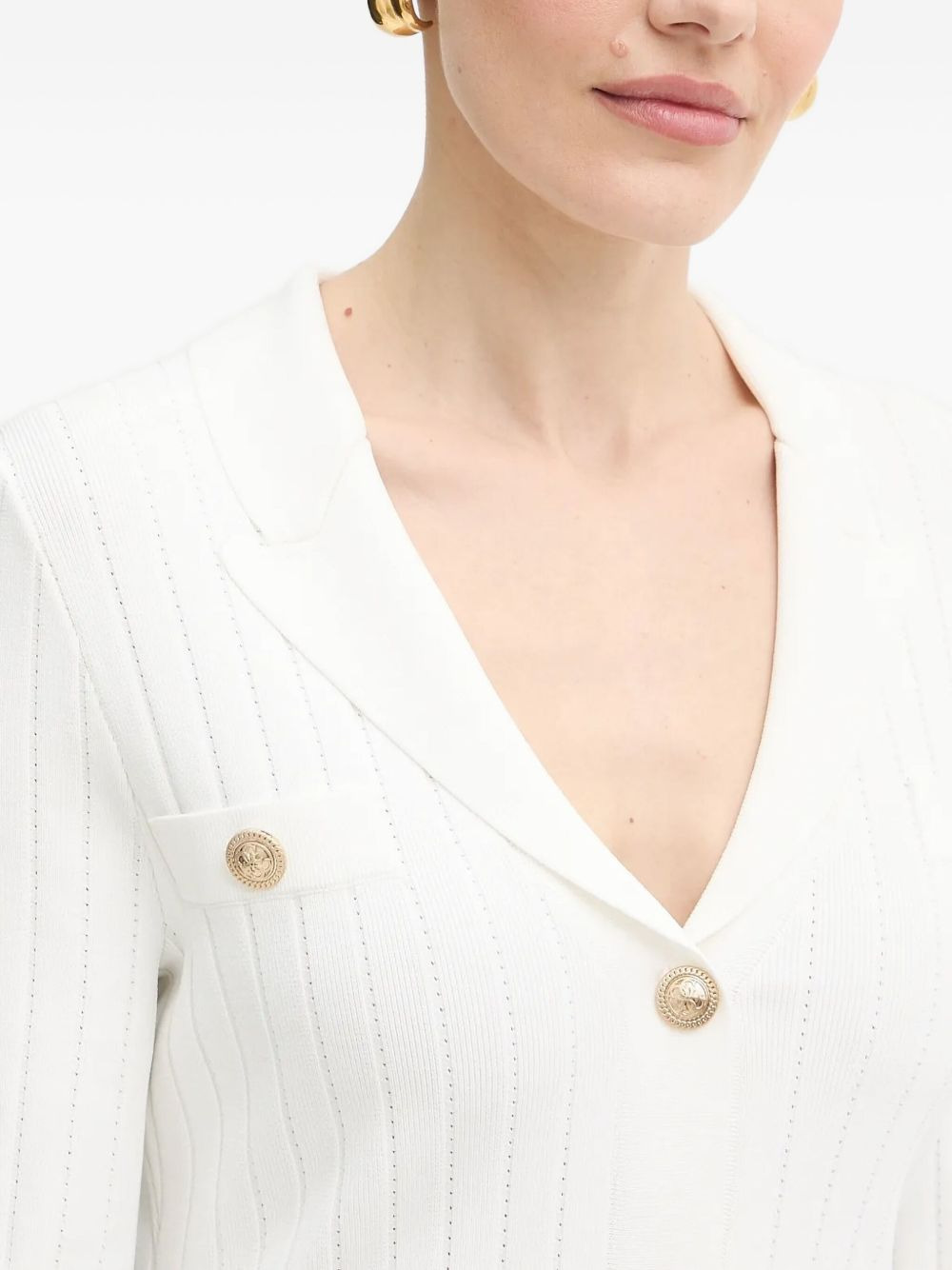 ribbed buttoned cardigan - 4