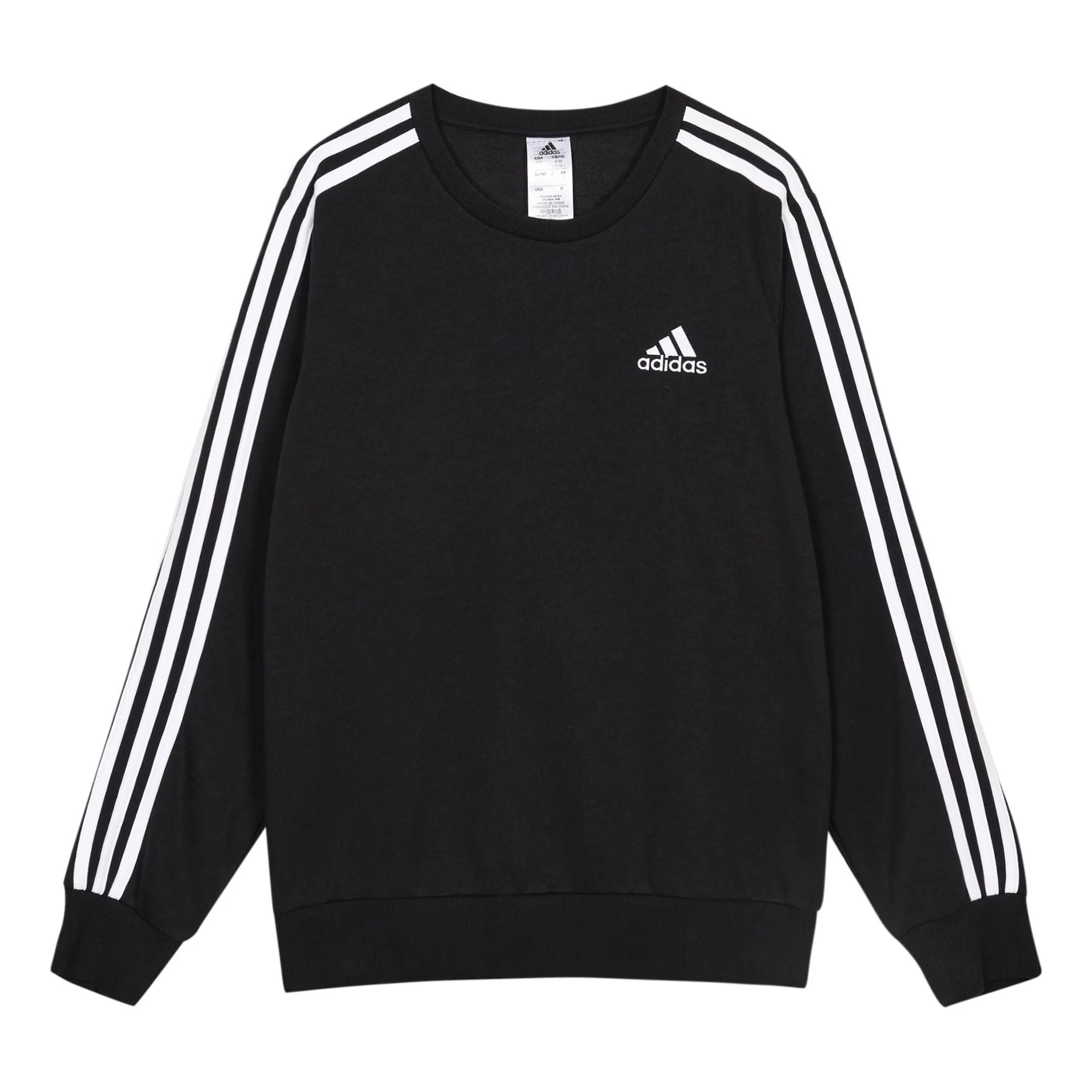 adidas Sports Round Neck Loose Long Sleeves Pullover Black GK9078 - 1
