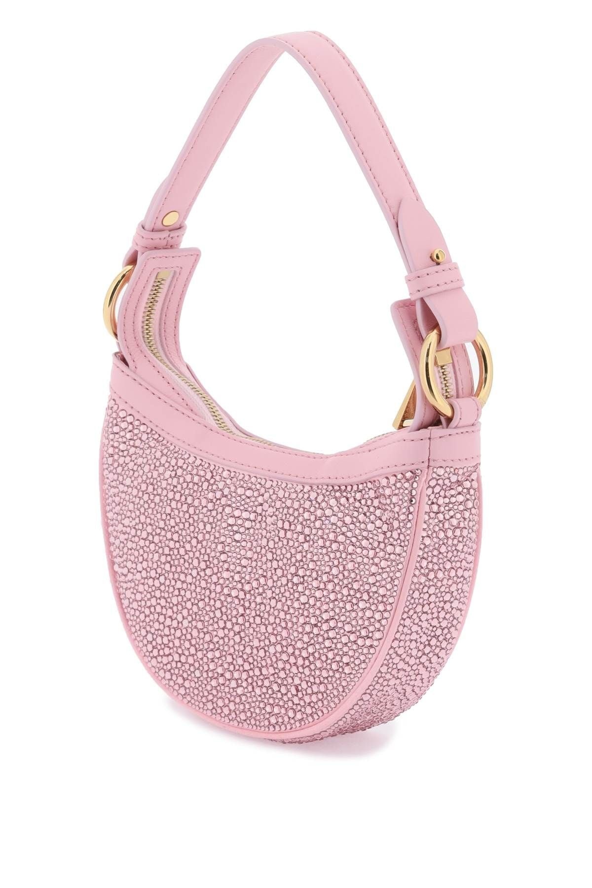 ショルダーバッグ・ポシェット VERSACE MINI HOBO BAG WITH REPEAT CRYSTALS Crystal Repeat Mini embellished leather shoulder bag in pink